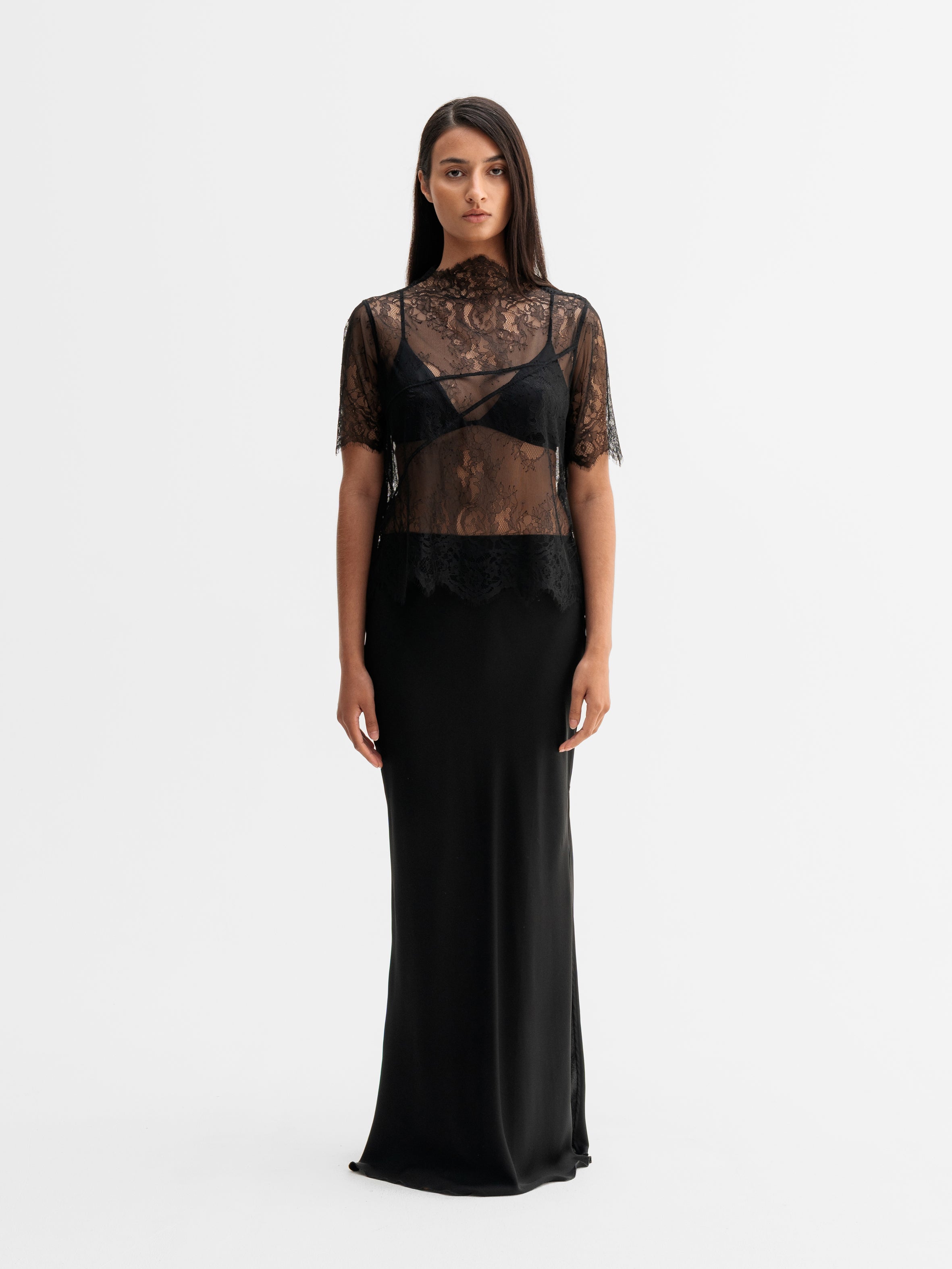 Edina Lace Tee Black