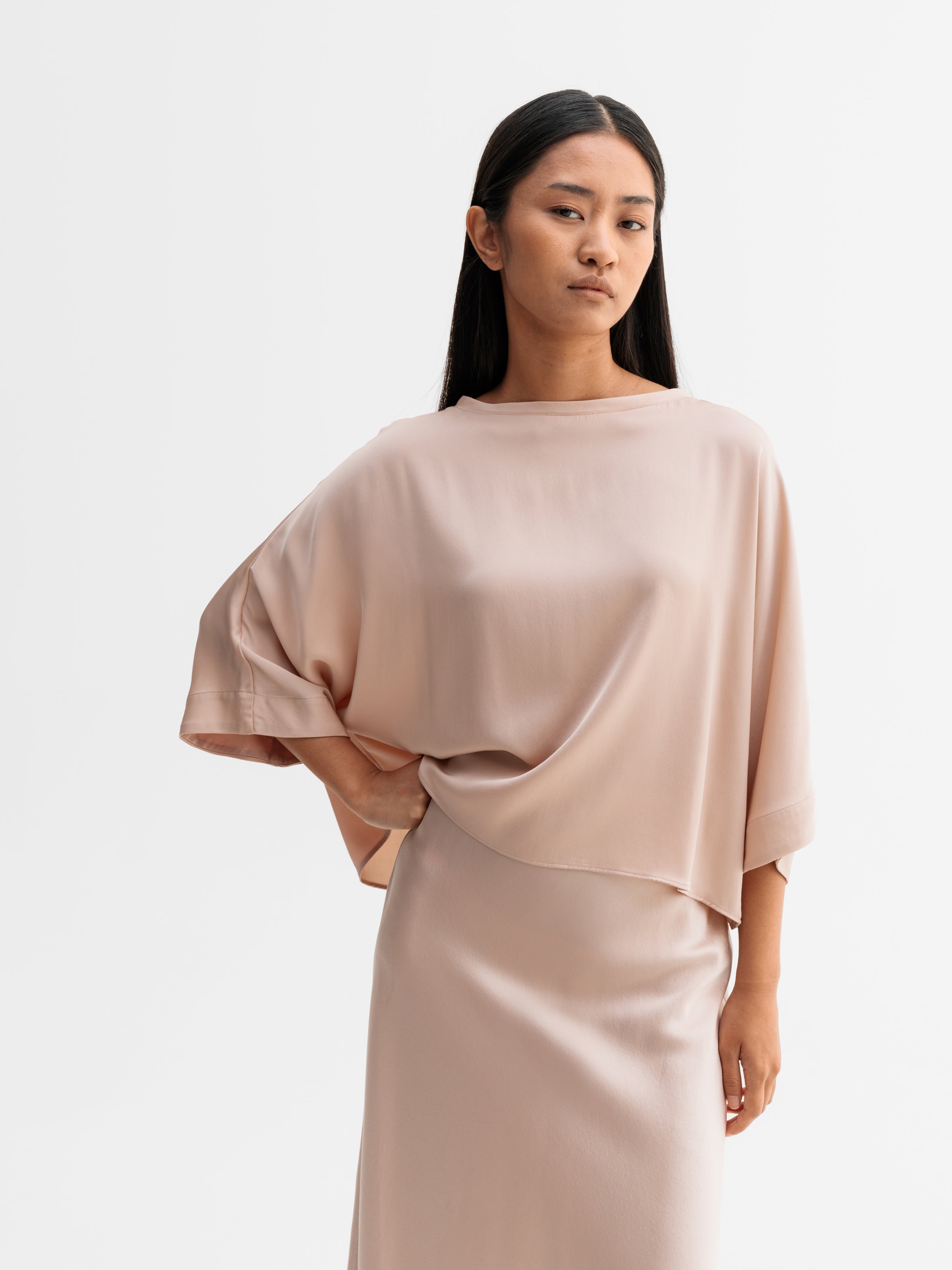 Thea Silk Tee Dusty Pink