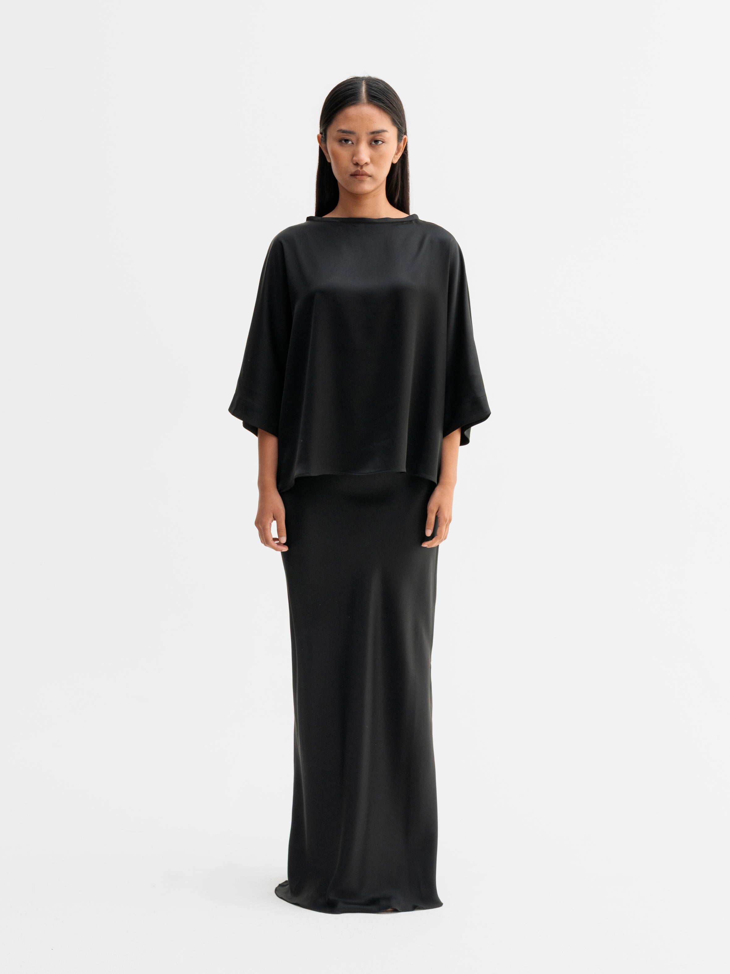Tori Satin Tee Black
