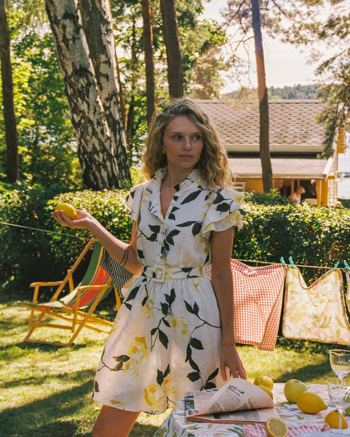 Linen Ruffle Dress Sunlight