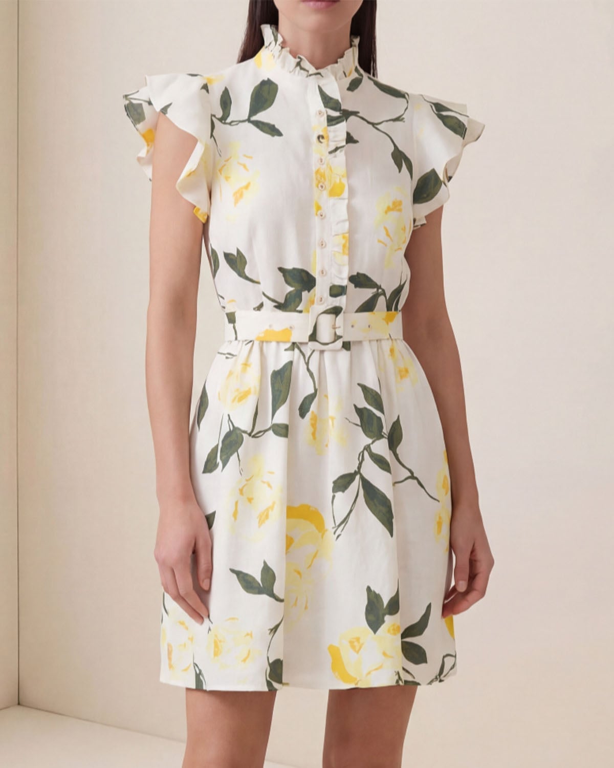 Linen Ruffle Dress Sunlight