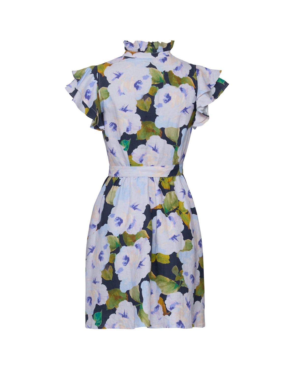 Linen Ruffle Dress Bluebell