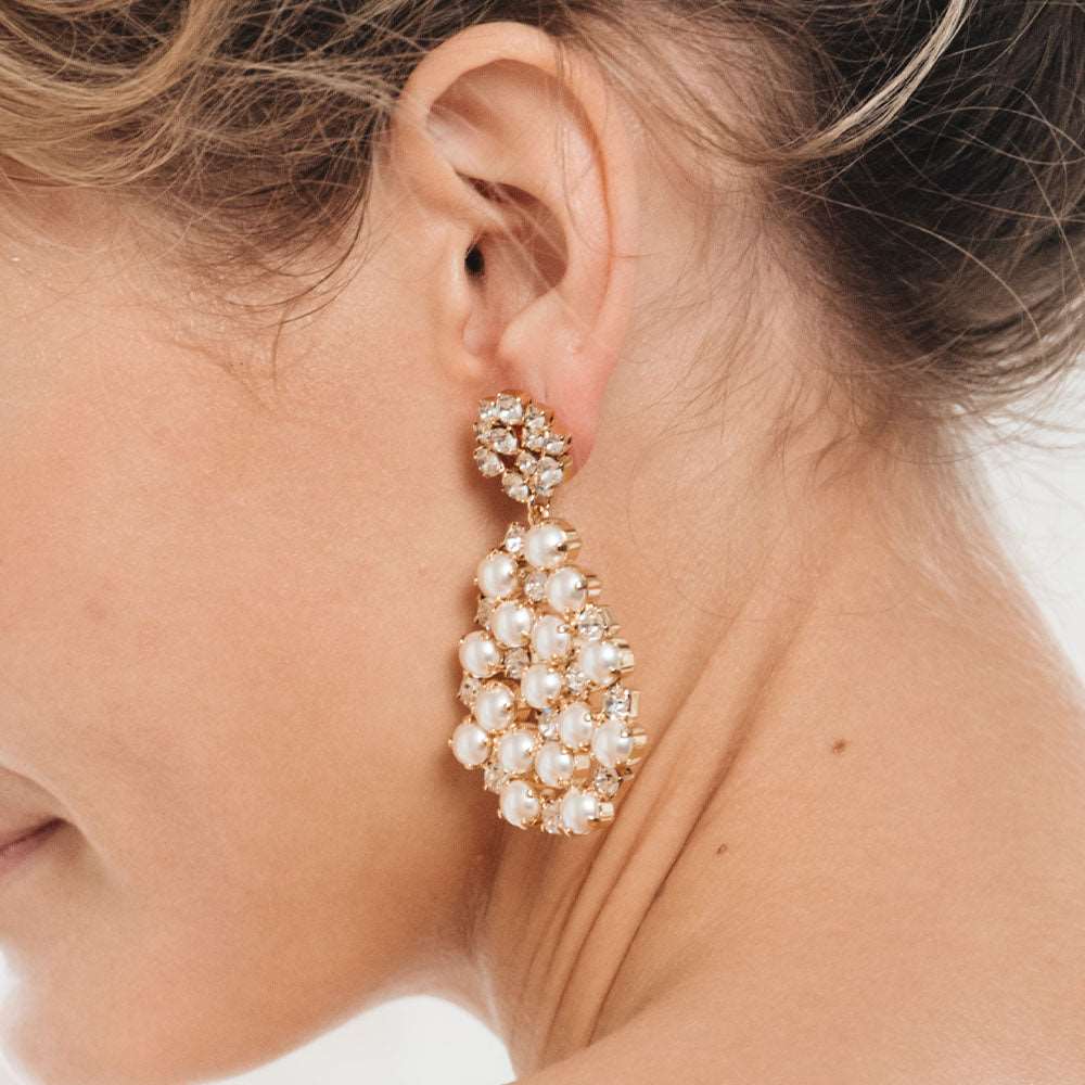 All Of Me Earrings Pearl Crystal