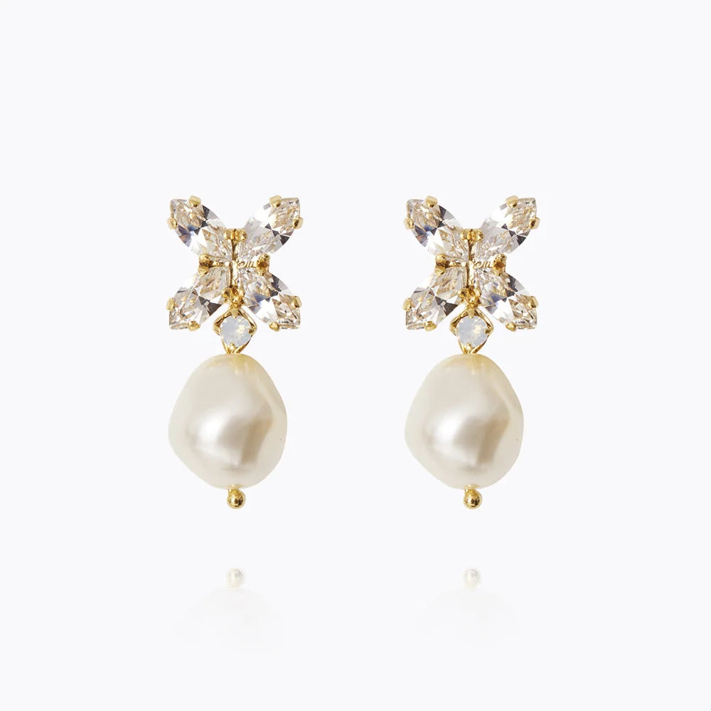 Honey Bee Earrings Pearl Crystal