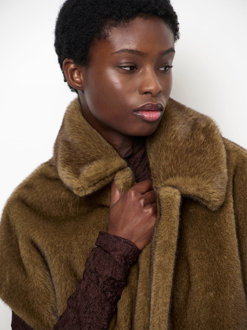 Furdy Cape Coat Brown