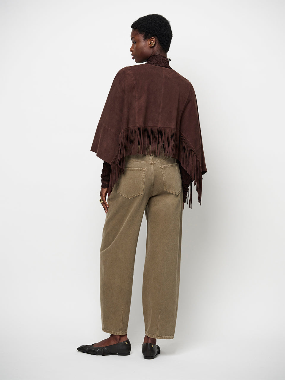 Spencer Suede Poncho Dark Brown