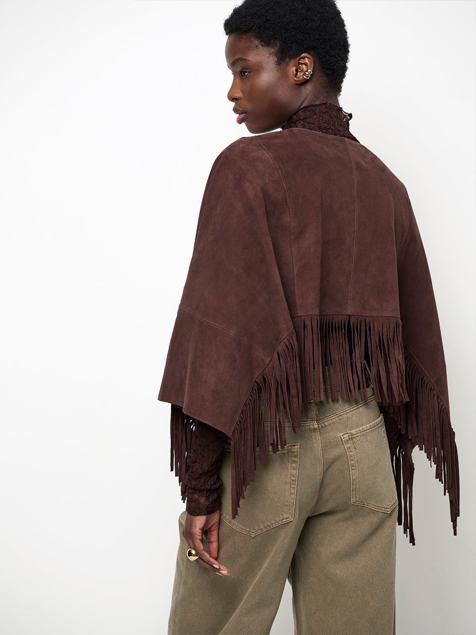 Spencer Suede Poncho Dark Brown