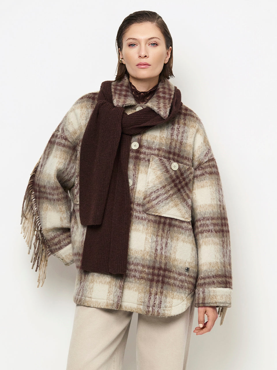 Lone Hooded Scarf Dark Brown