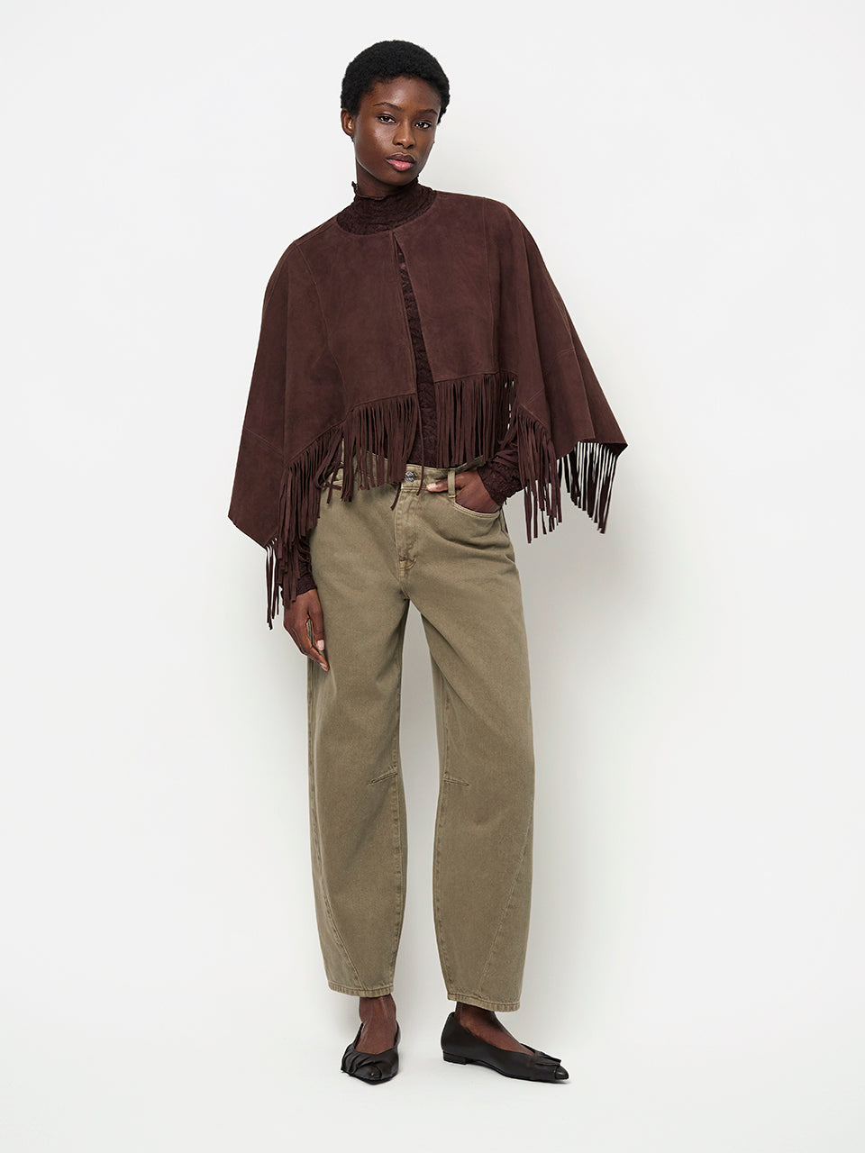 Spencer Suede Poncho Dark Brown