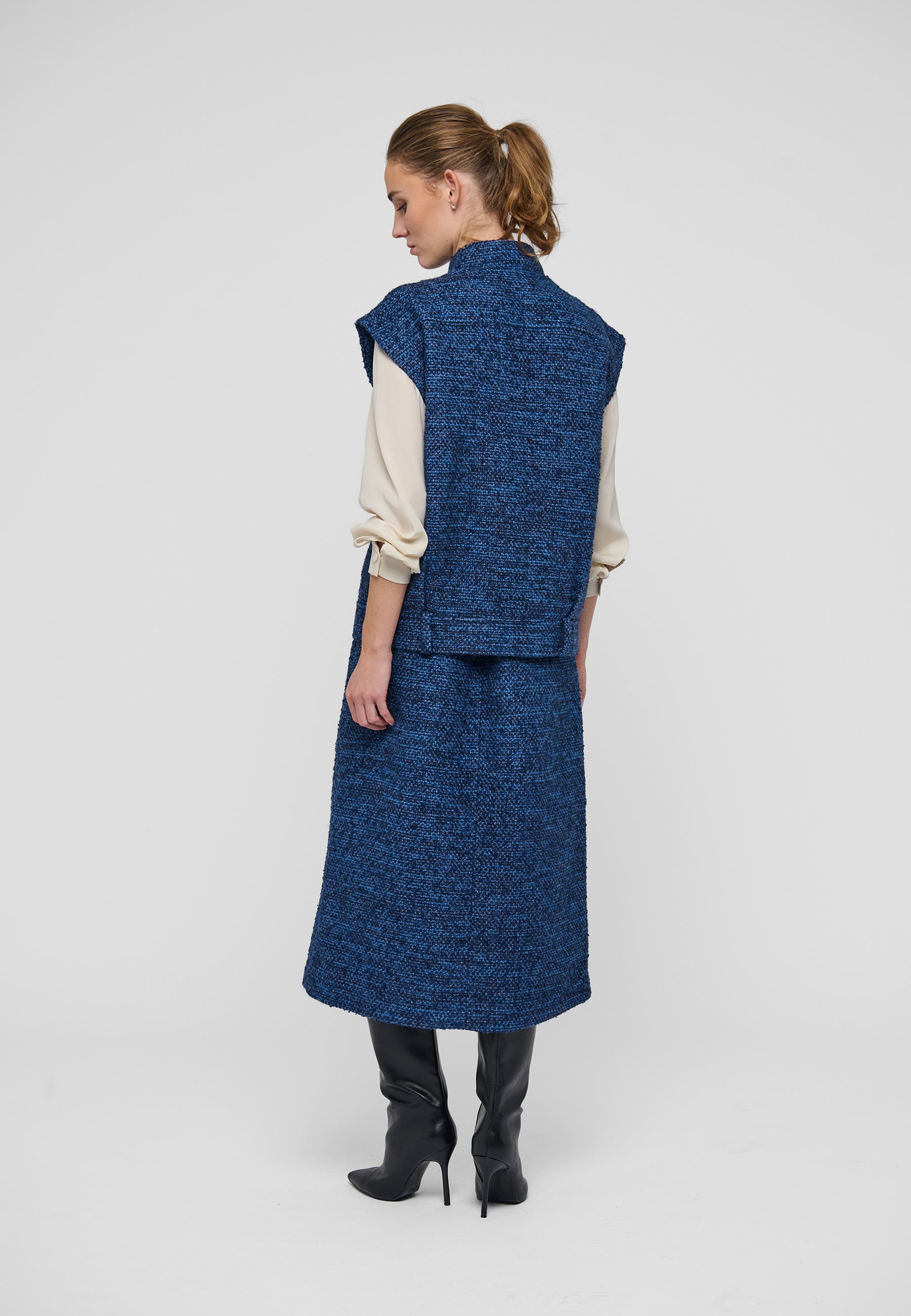 LelaDEA NS Vest Lurex Blue