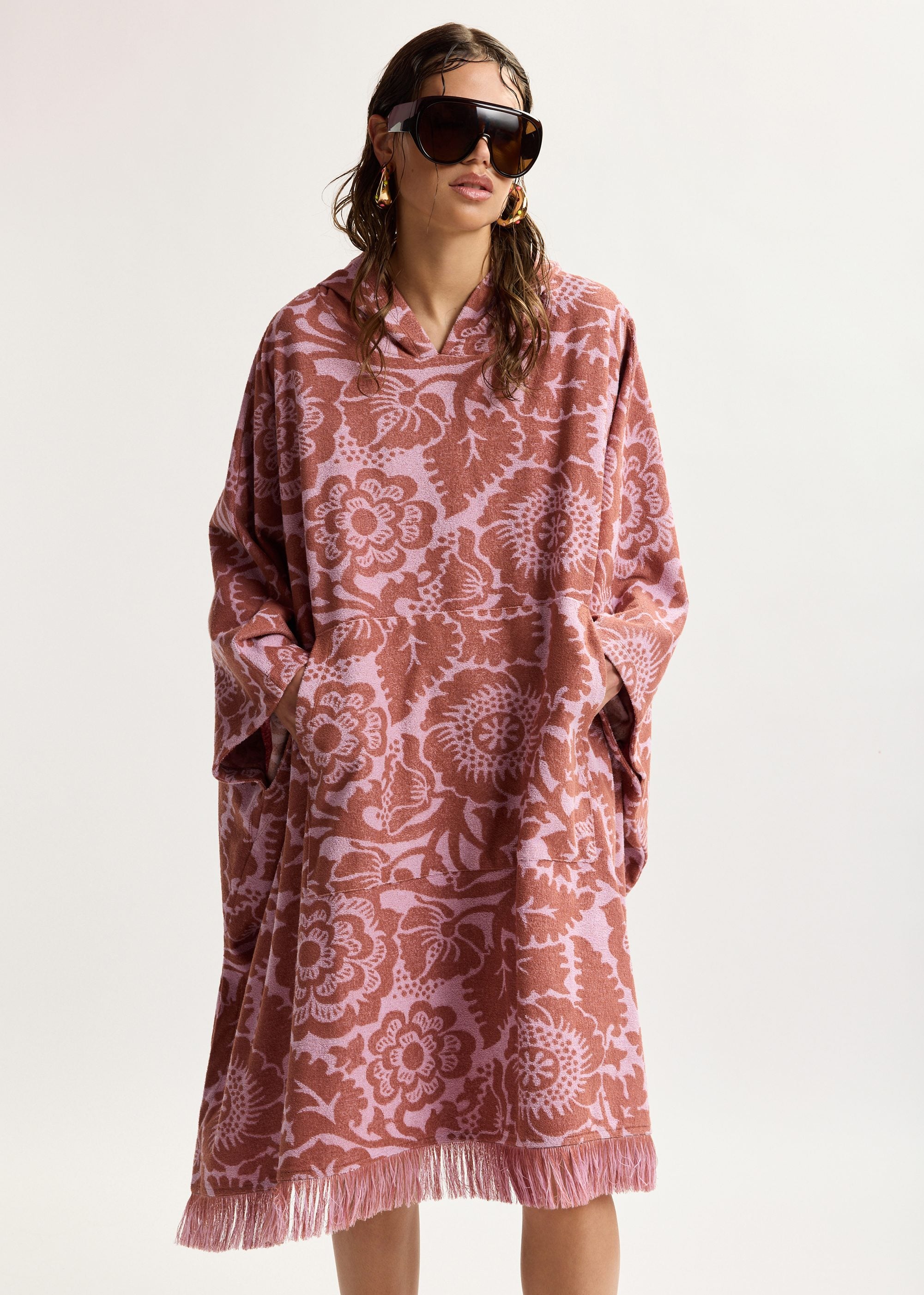 Jowel Poncho Pink Brown