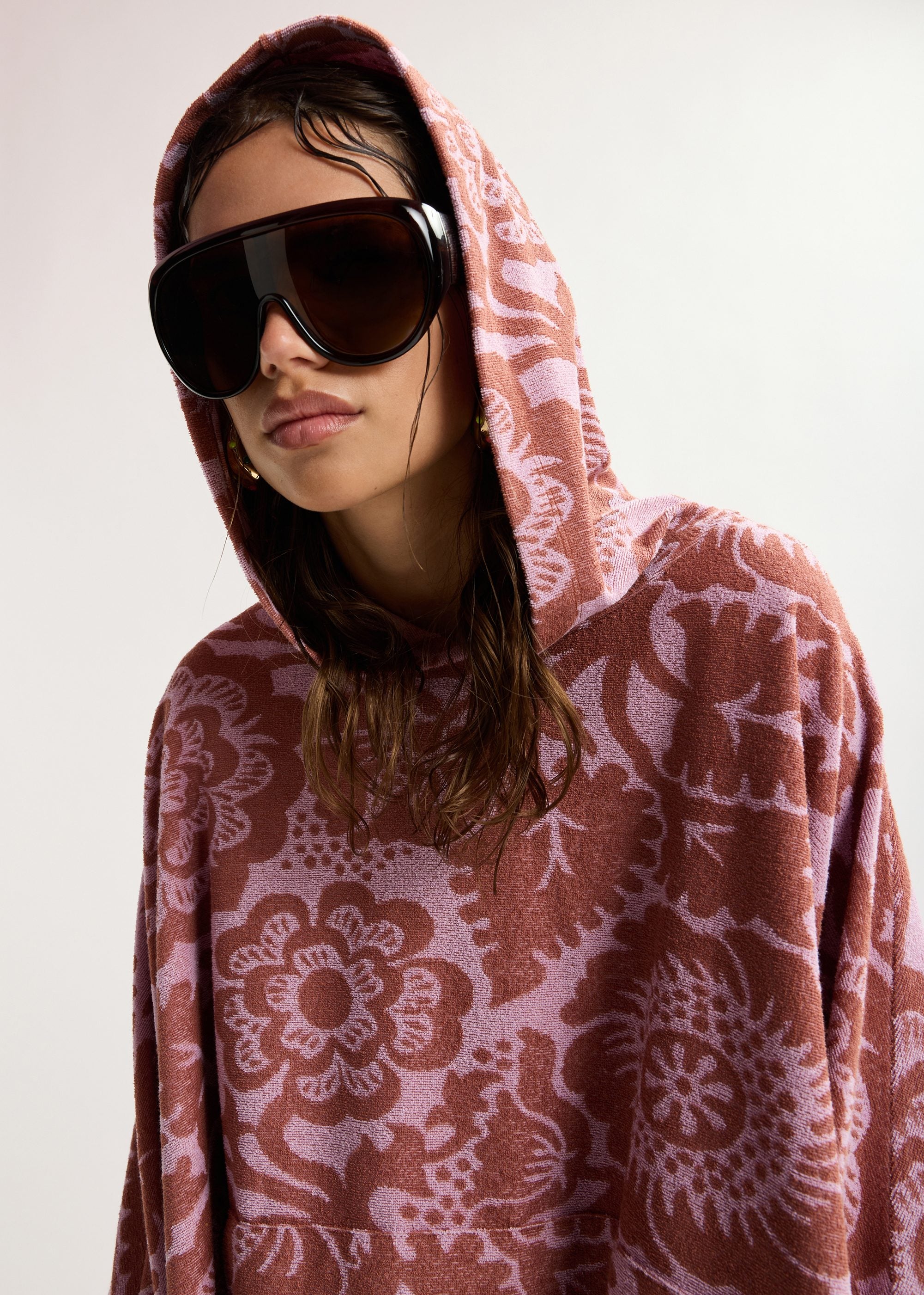 Jowel Poncho Pink Brown