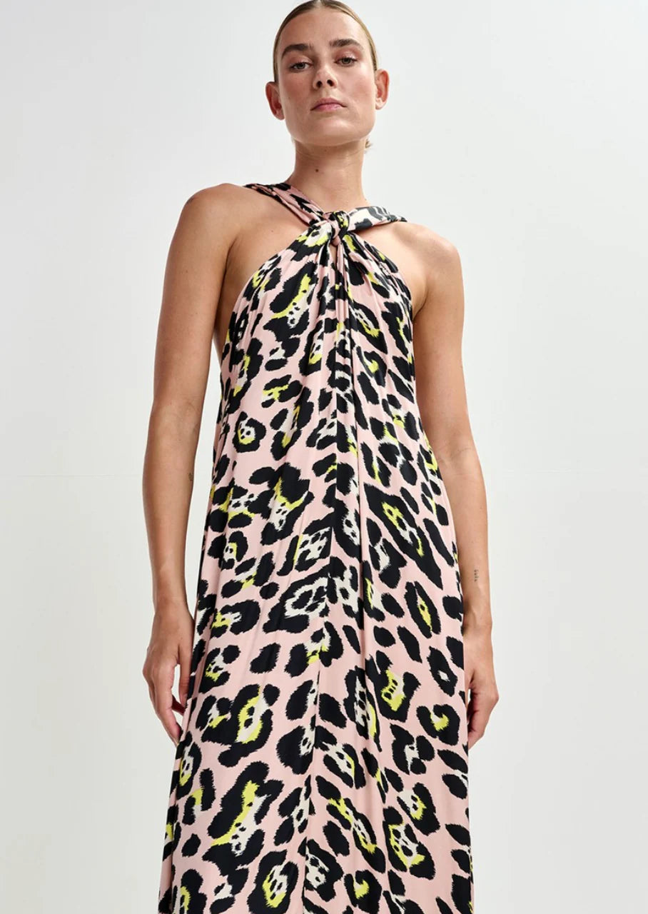 Jaycee Dress Pink Pastel Leopard