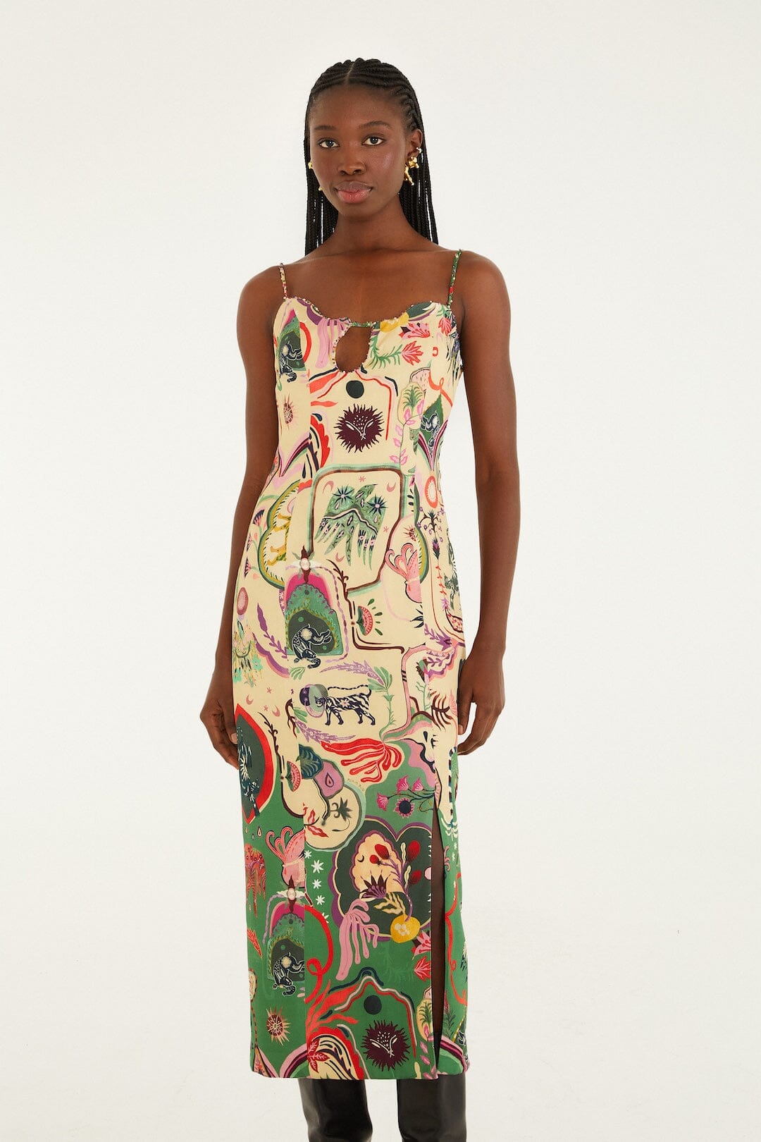 Artsy Surreal Land Dress Beige