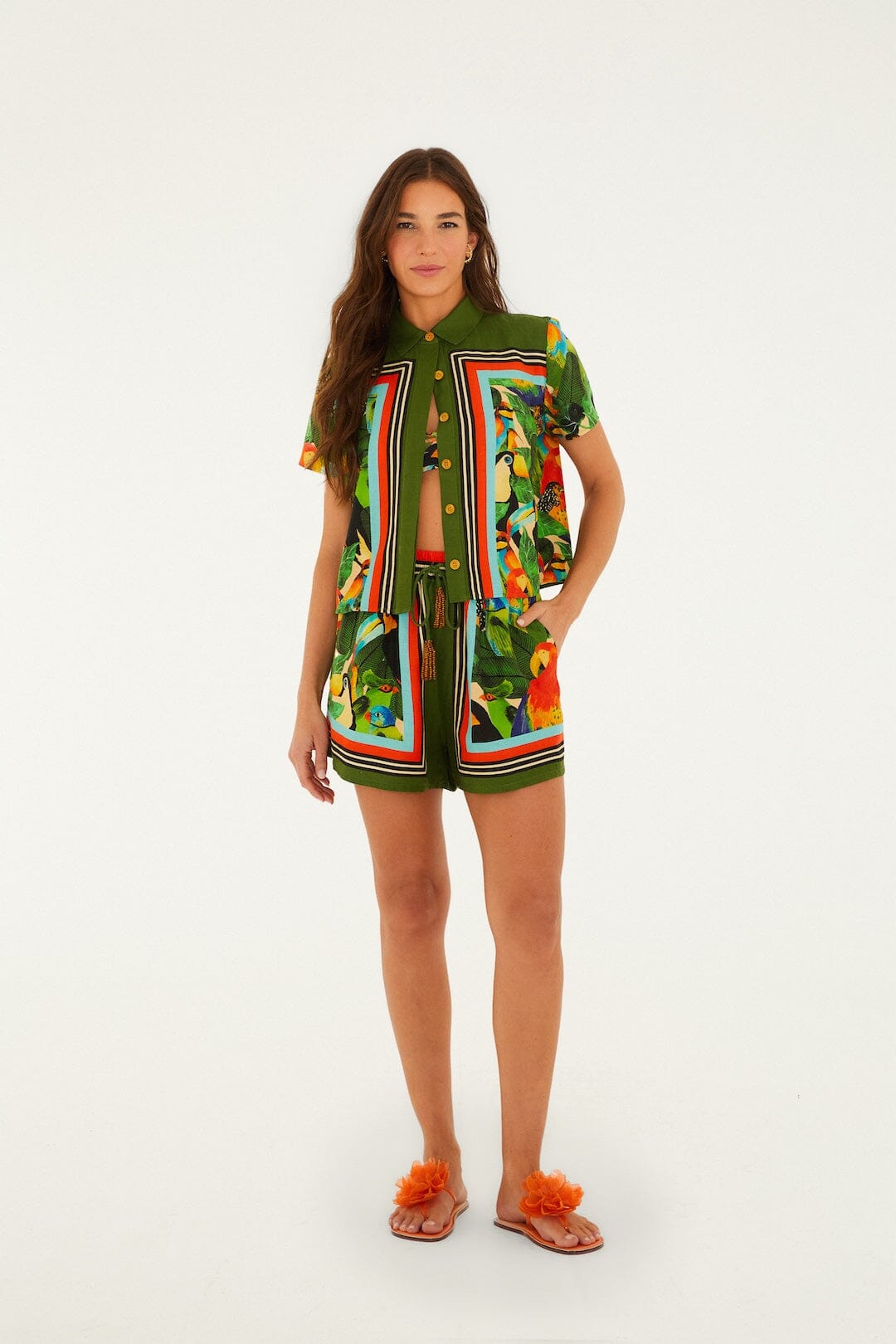 Bird Leaves Shirt Sand