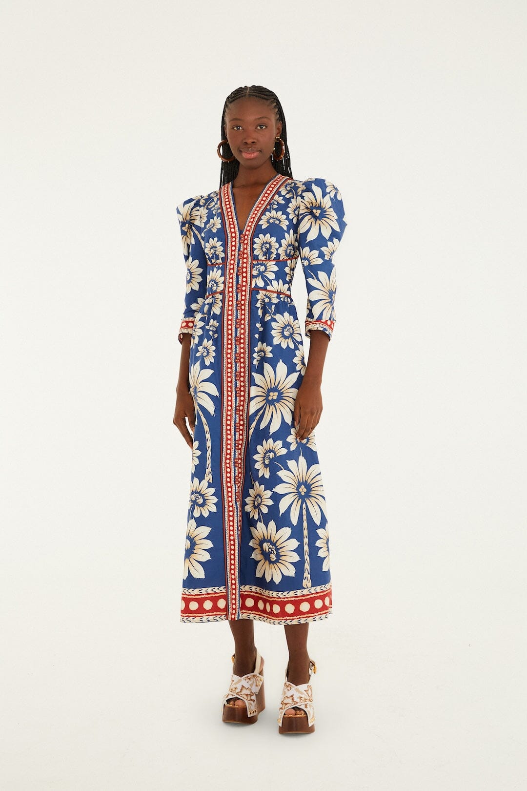 farm rio blue and white maxi dress FARM Rio Luna Maxi Dress Blue