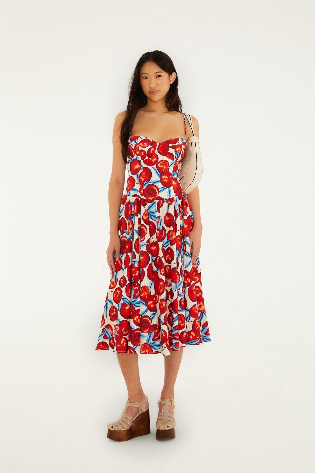 red sleeveless midi dress farm rio Red 3d Flower Euroflax Premium Linen Maxi Dress