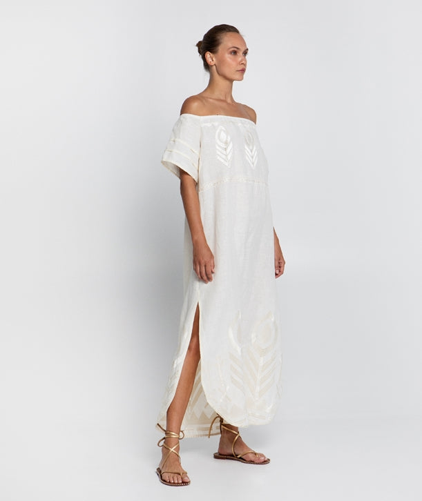 Feather Dress White Champagne