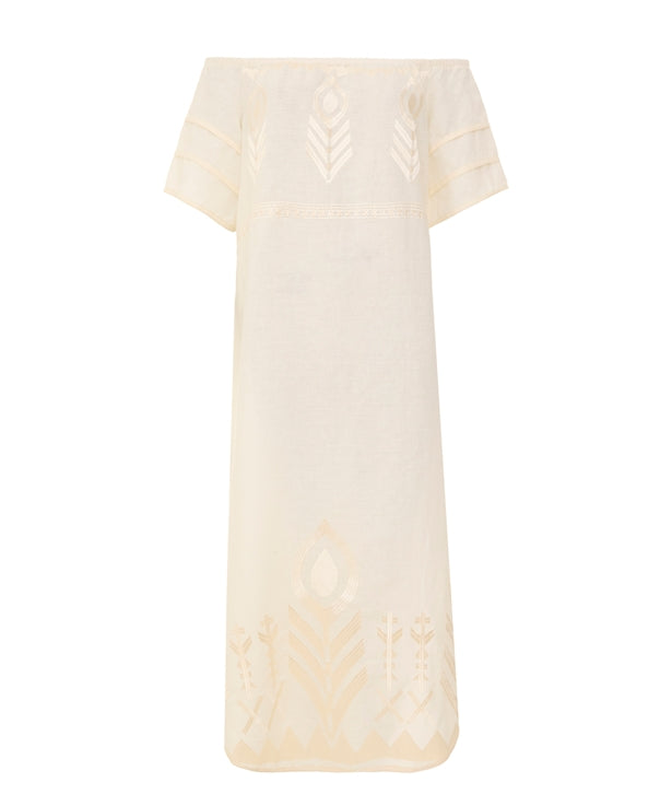 Feather Dress Natural Champagne