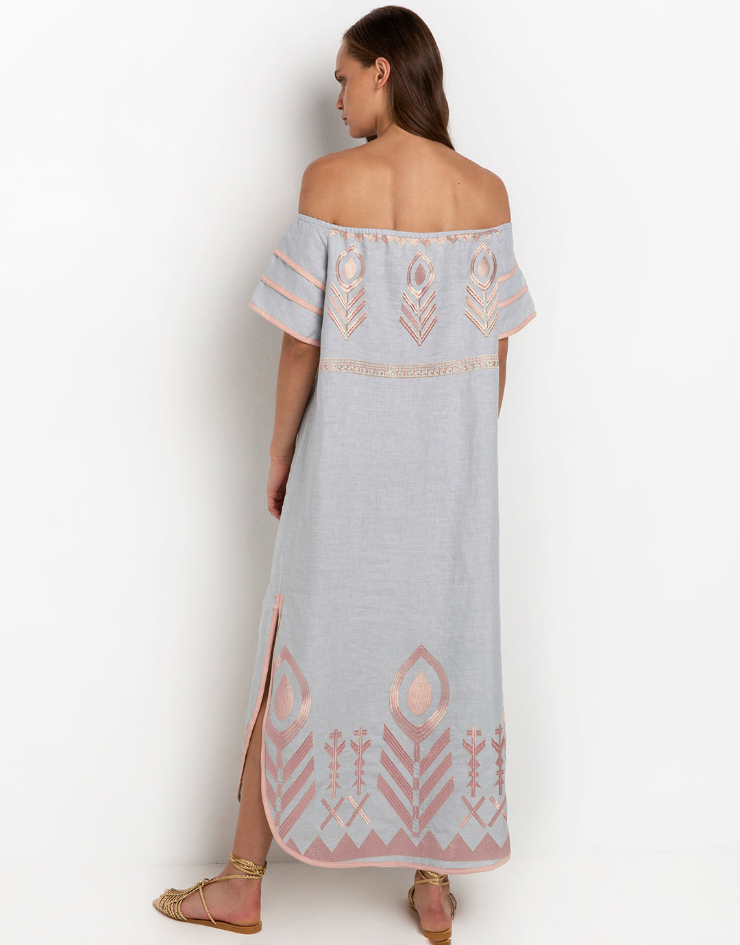 Feather Dress Light Grey Pink