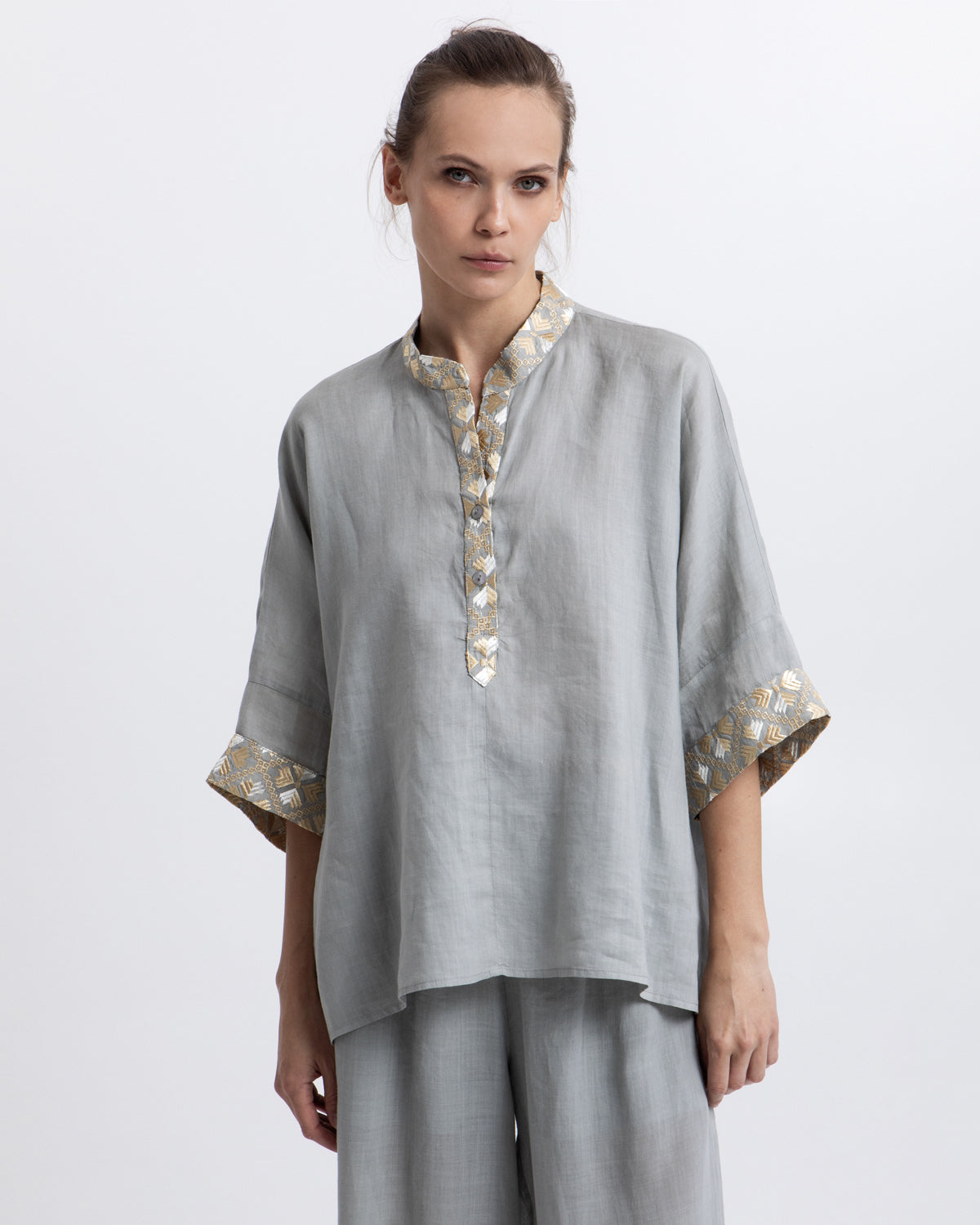 Flakes Blouse Stone Gold Champagne