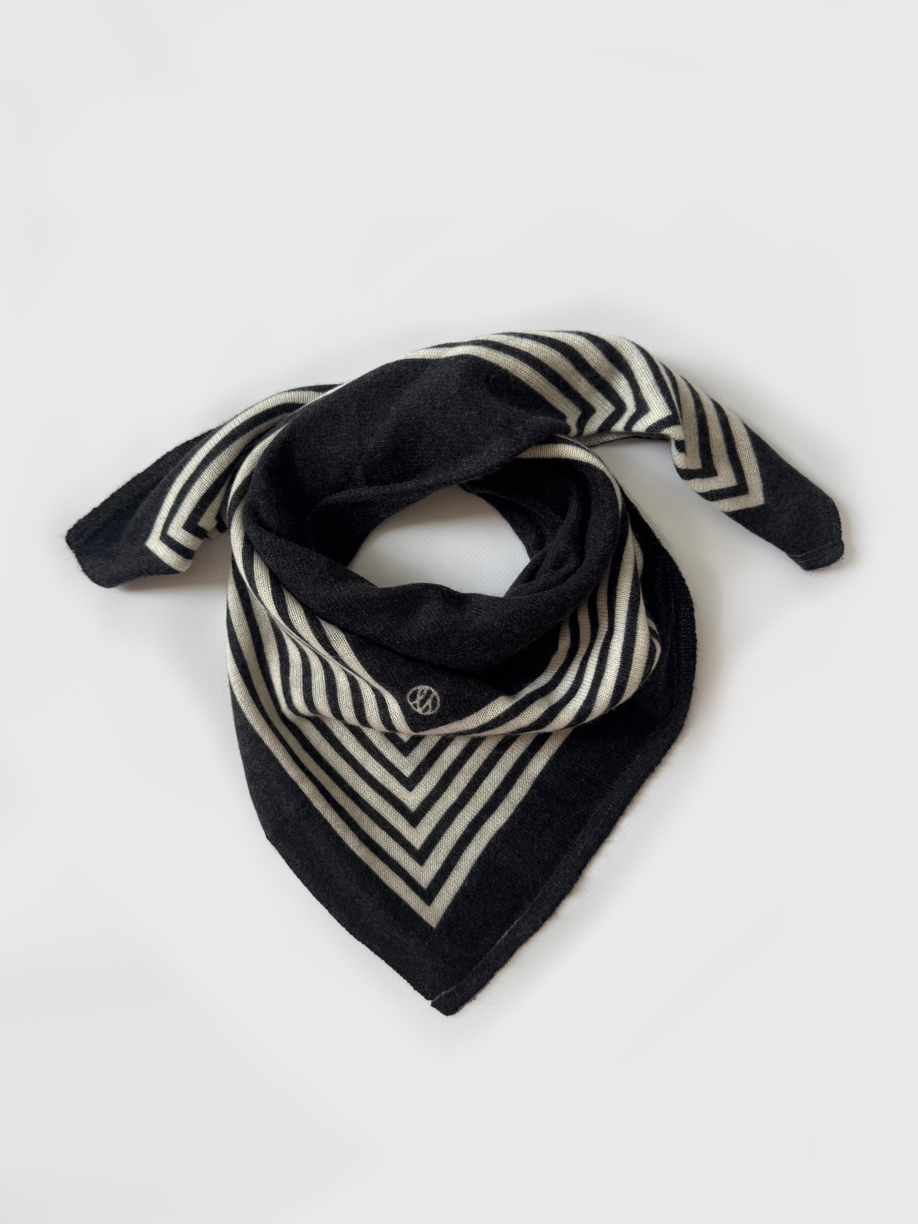 Cashmere Striped Scarf Black | 65cm