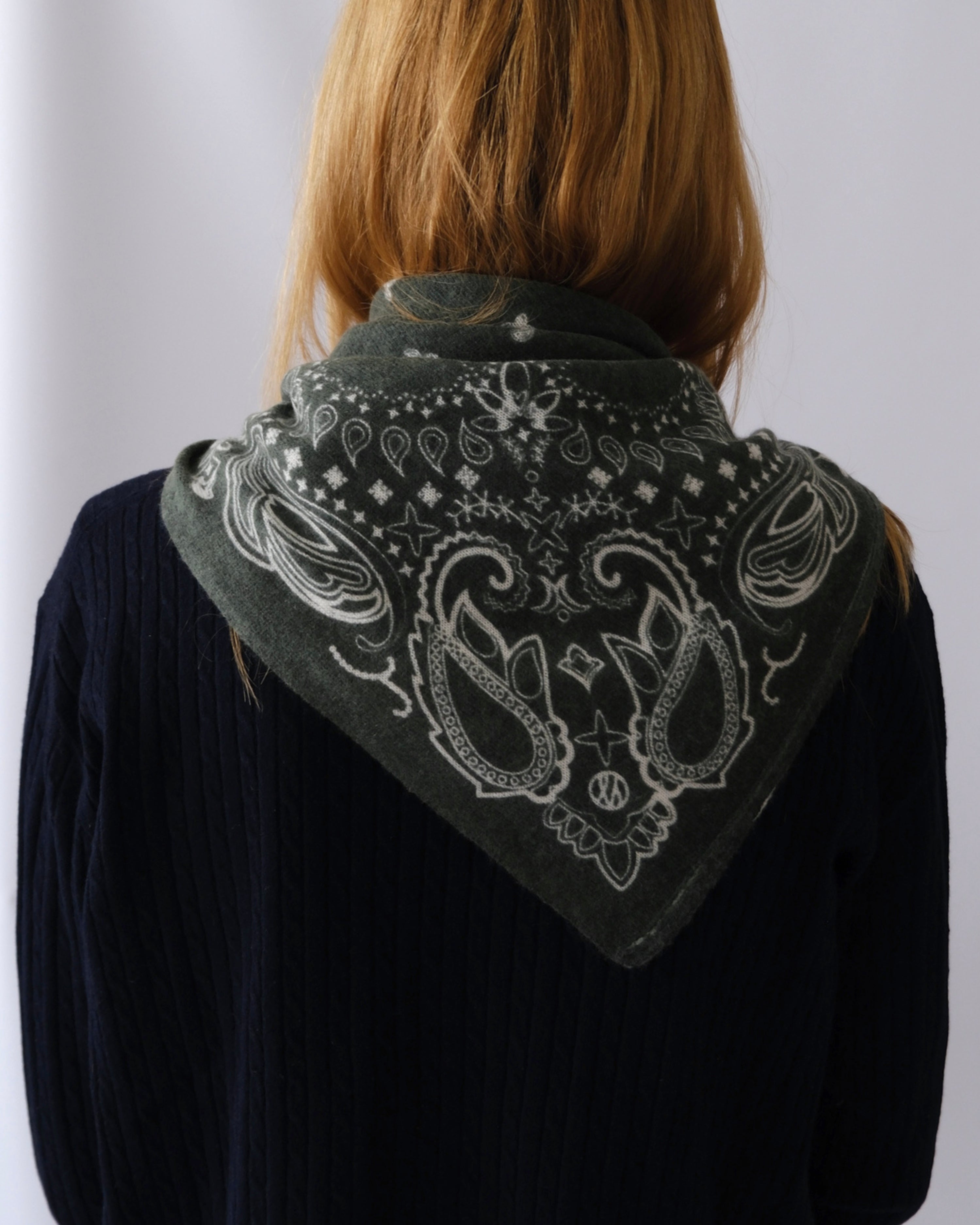 Cashmere Paisley Scarf Green | 65cm