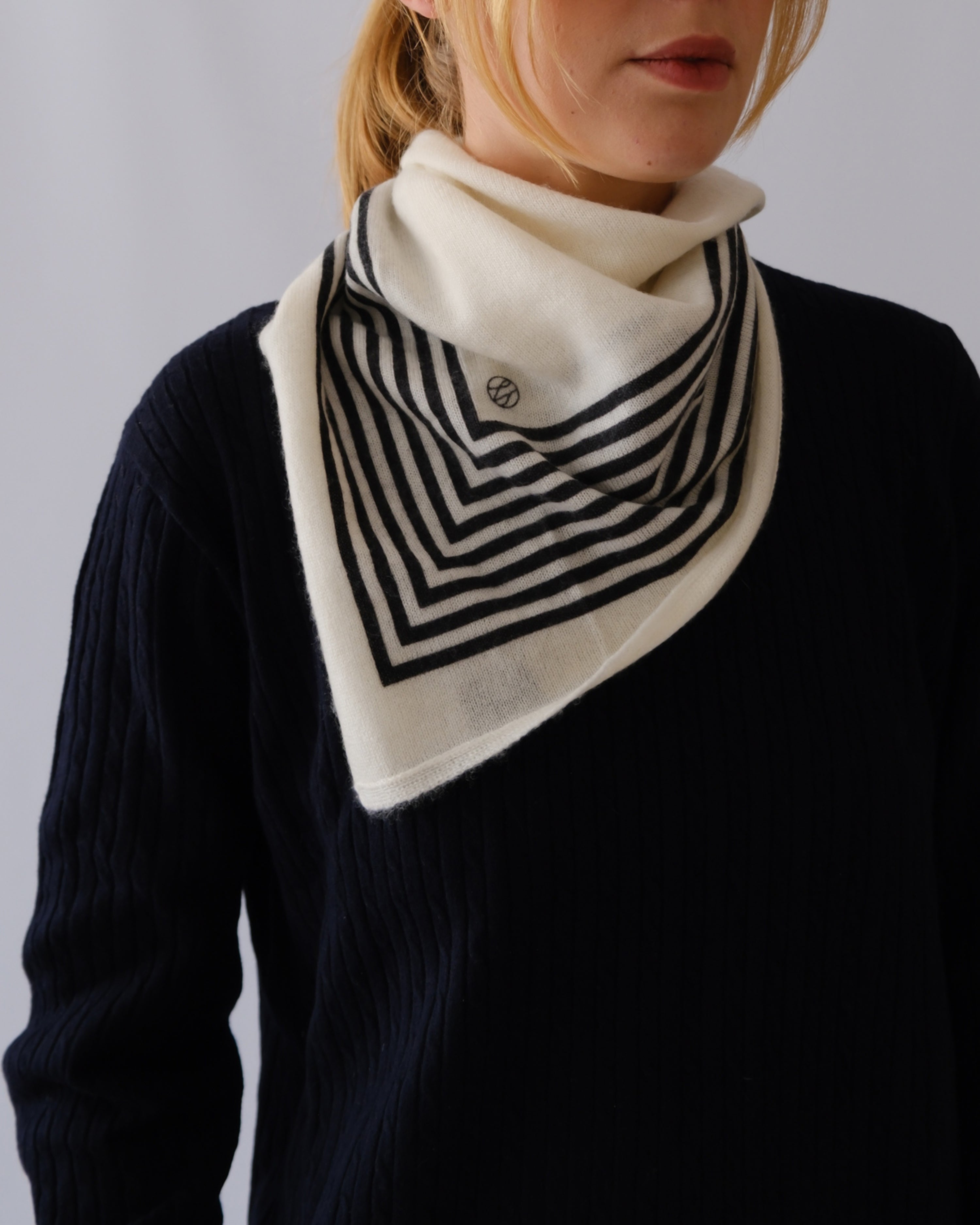 Cashmere Striped Scarf Cream | 65cm