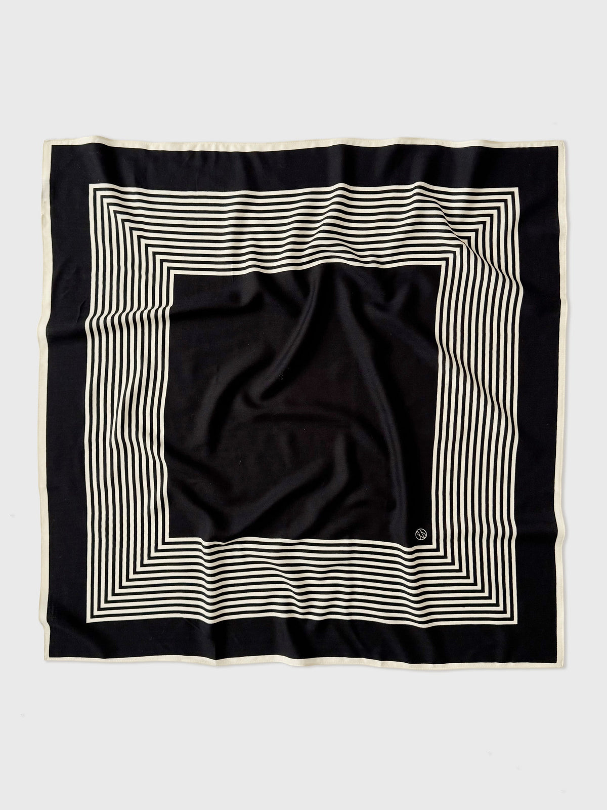Wool Striped Scarf Black Cream | 90 cm