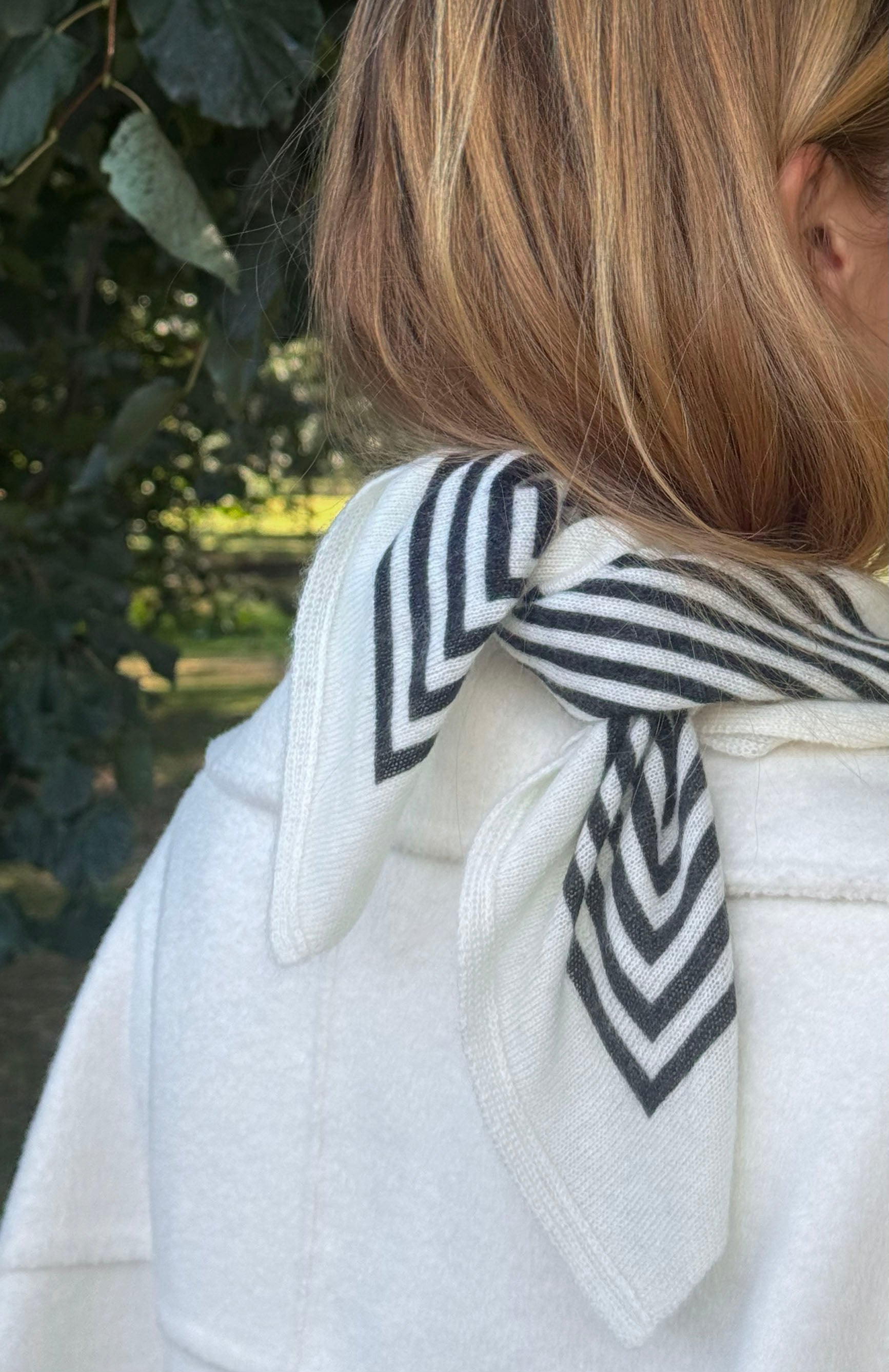 Cashmere Striped Scarf Cream | 65cm