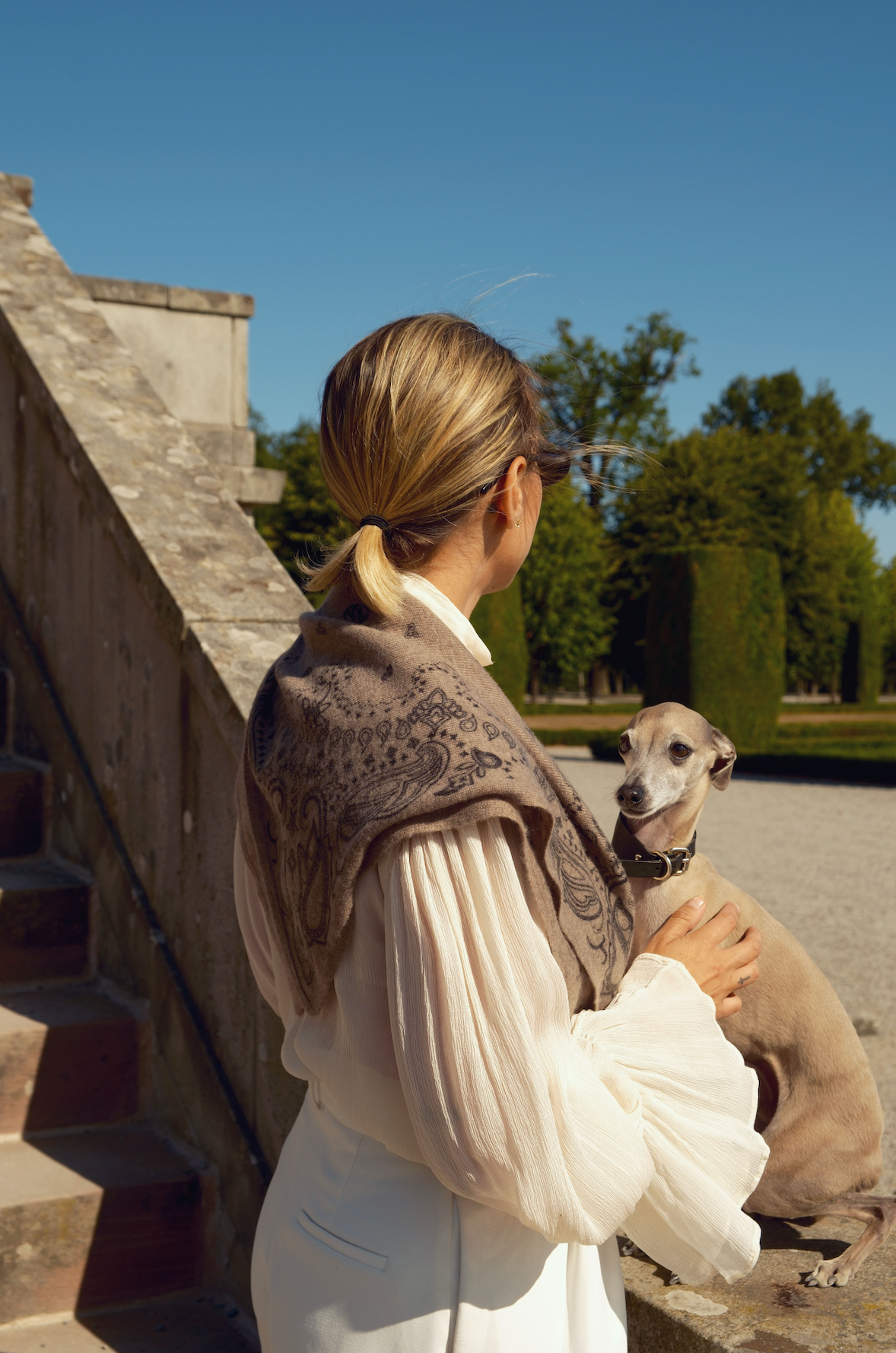 Cashmere Paisley Scarf Greige | 65cm