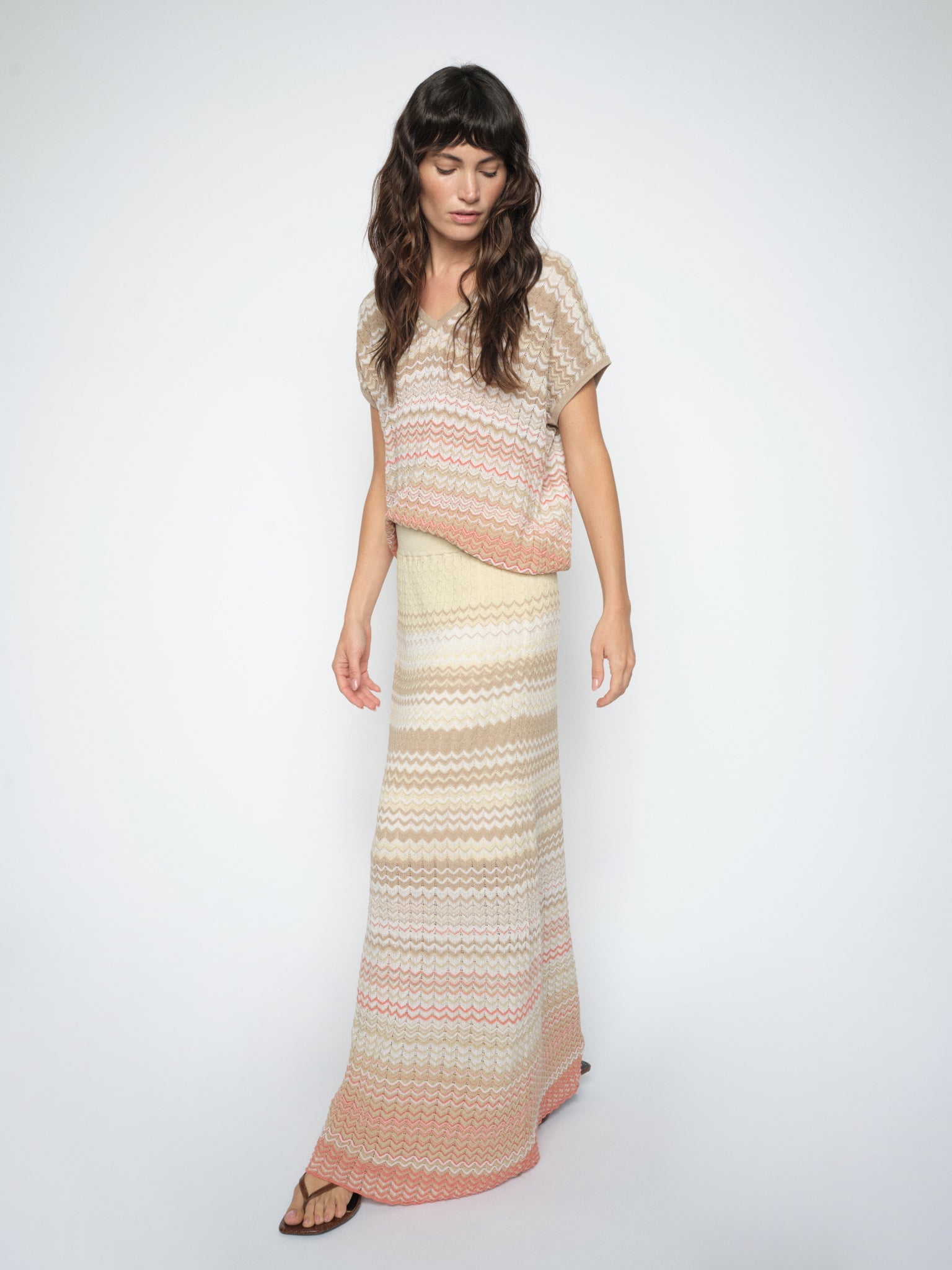 MMHopi Zig-Zag Knit Skirt Ecru
