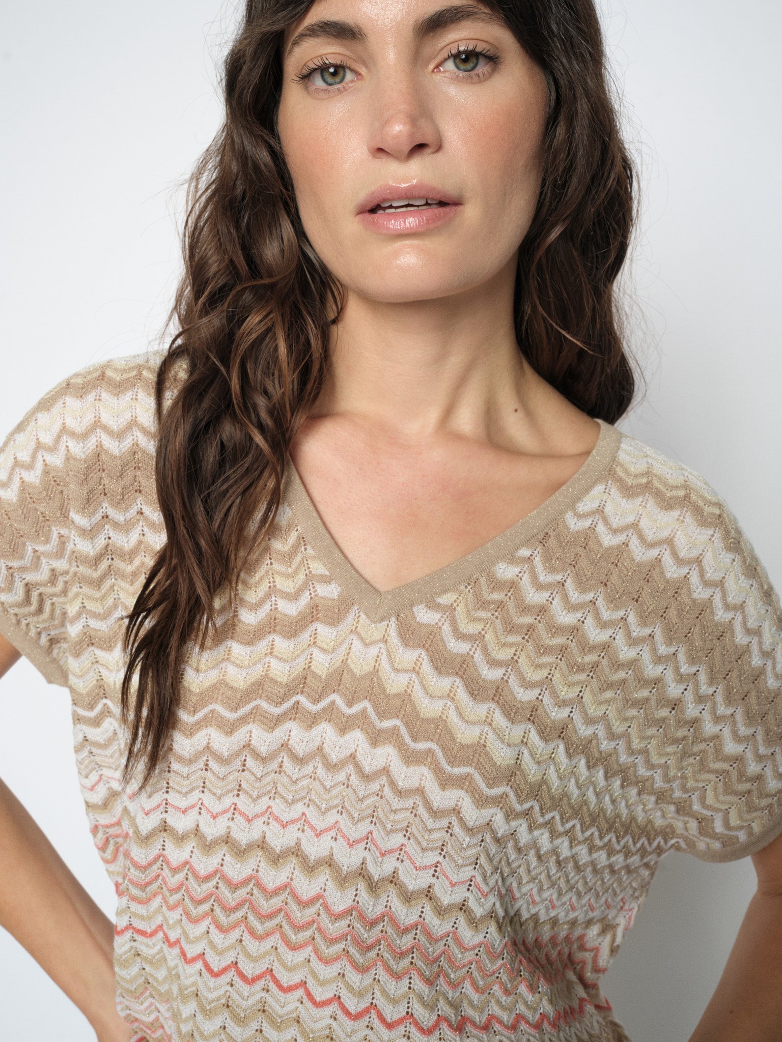 MMShani Zig-Zag Knit Top Ecru