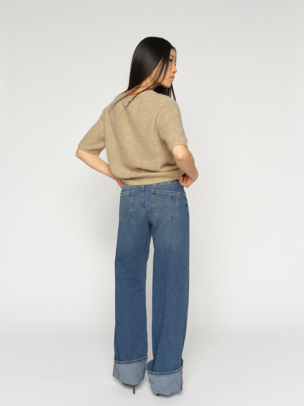 MMDara Turn-up Jeans Mid Blue