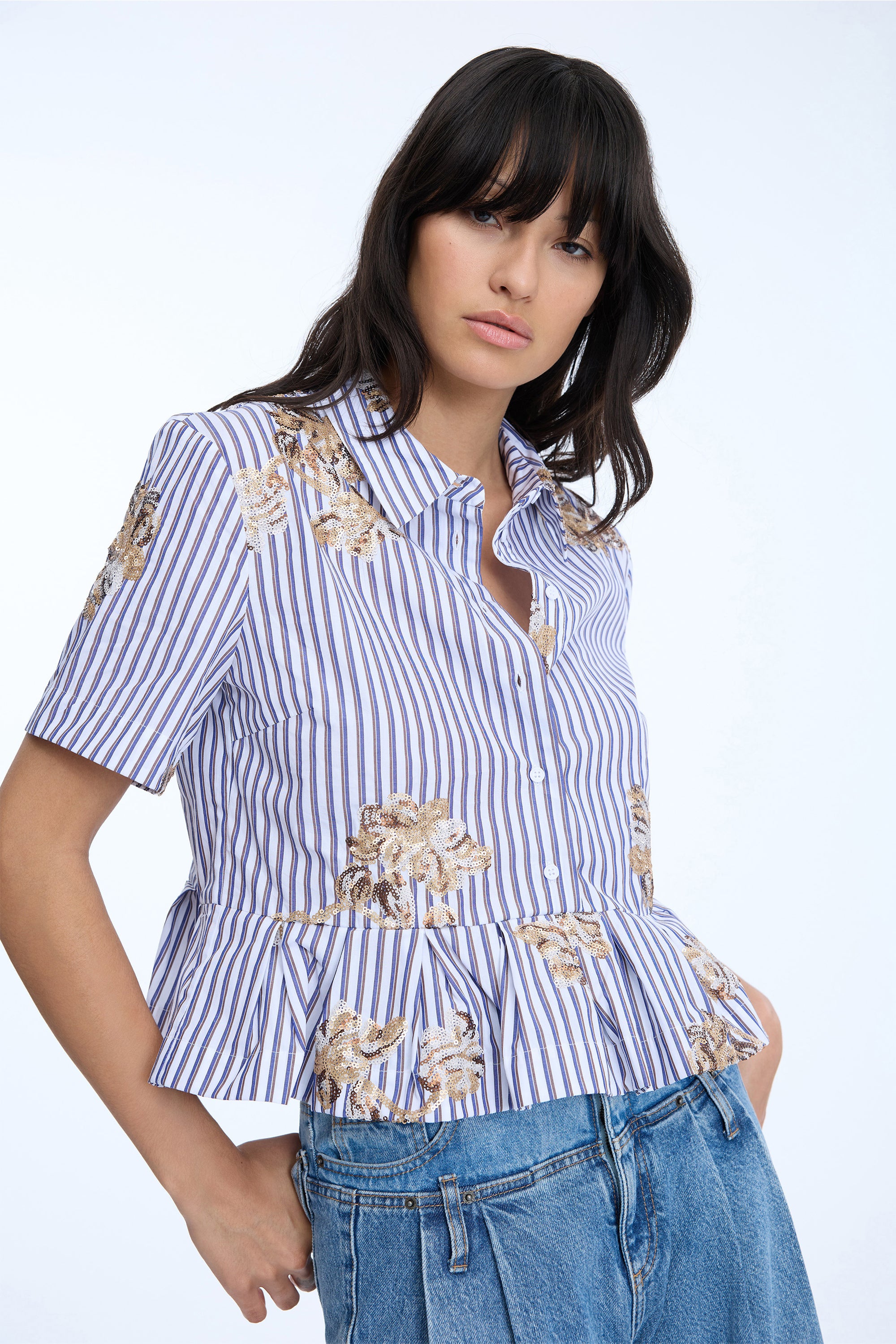 Nuriana Top Stripe White