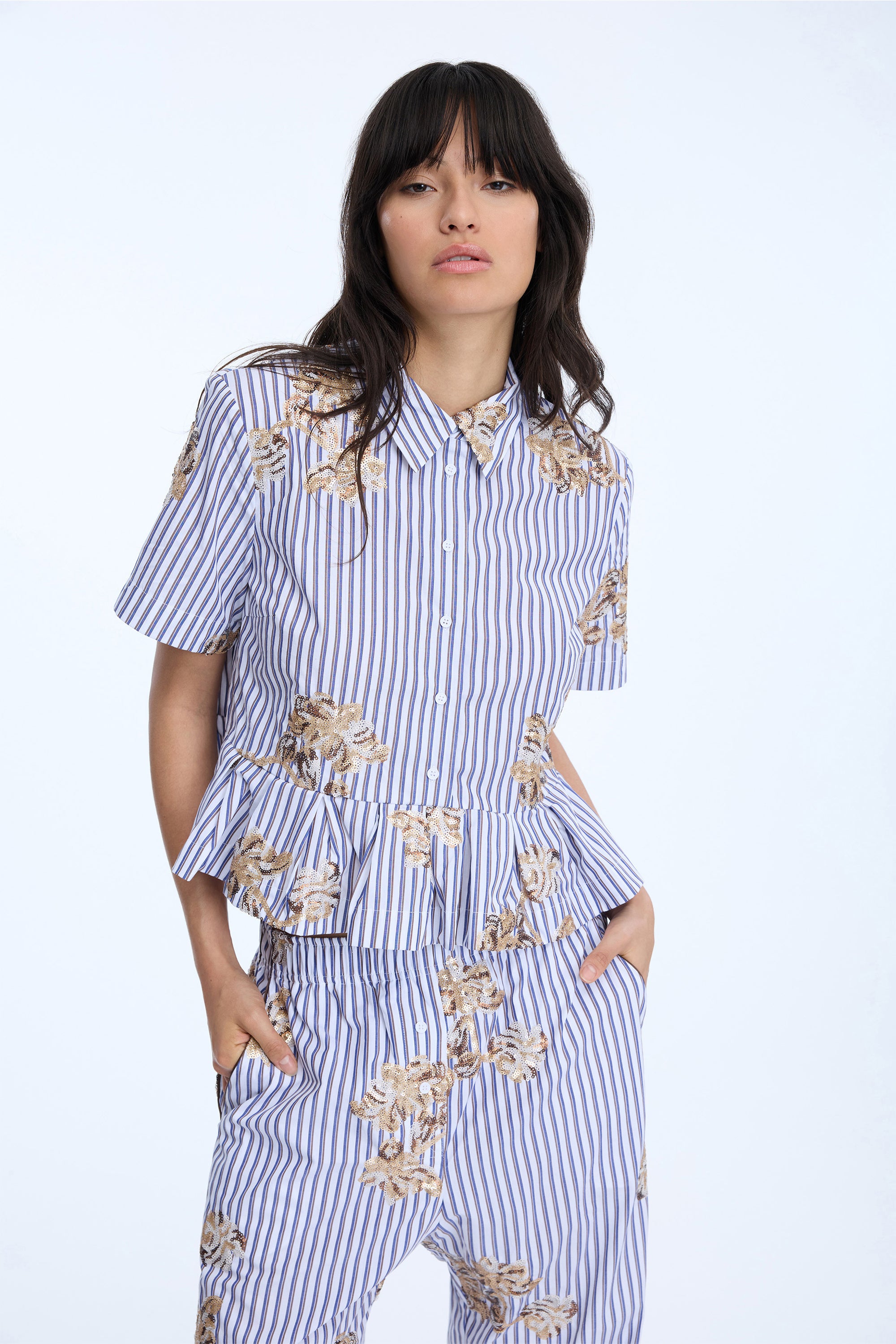 Nuriana Top Stripe White