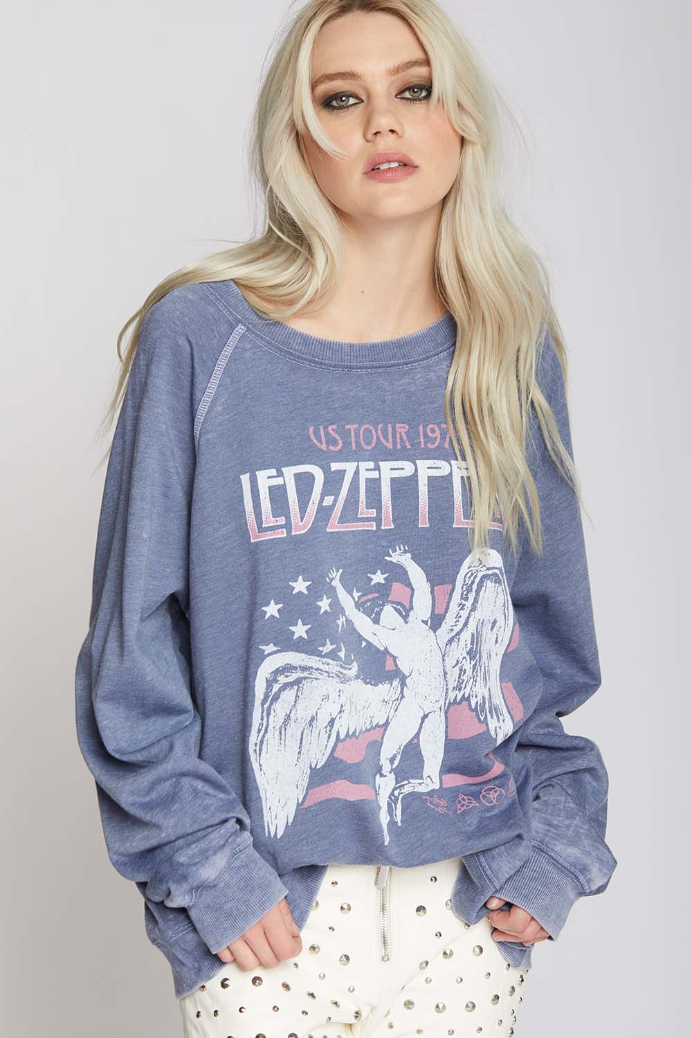 Led Zeppelin U.S. Tour 1975 Sweatshirt Vintage Blue