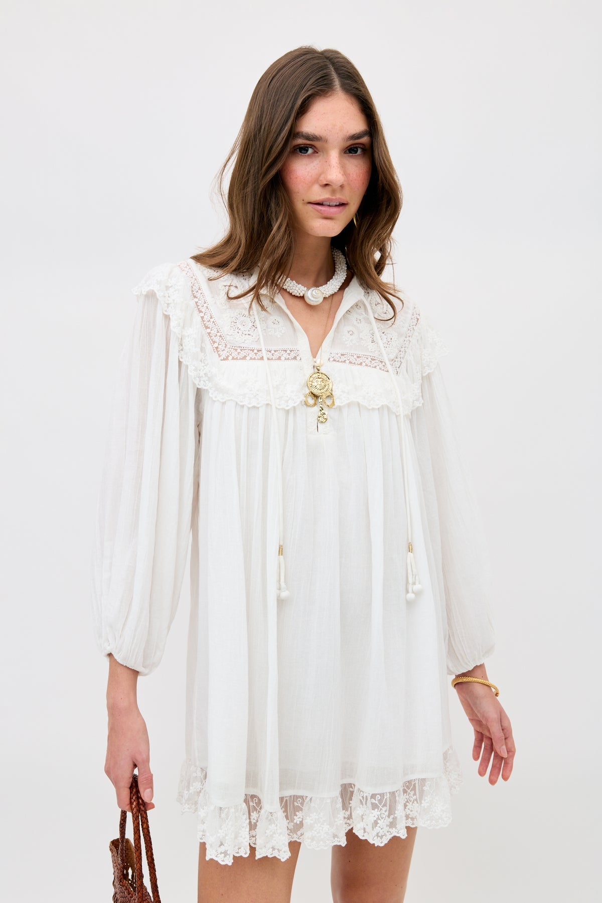 Rixo Inez Mini Dress Lilly Embroidery Ivory - Gunnel's Fashion