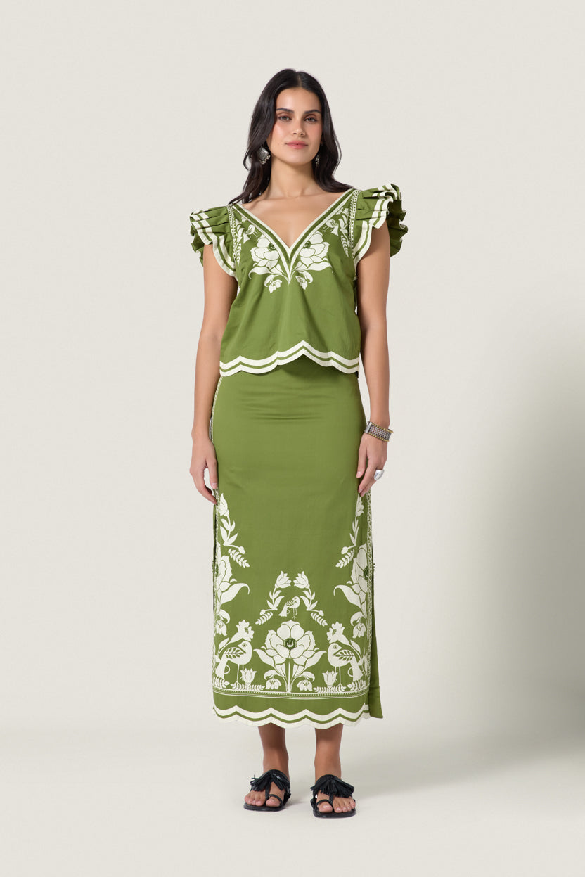 Sandina Skirt Calla Green Papyrus