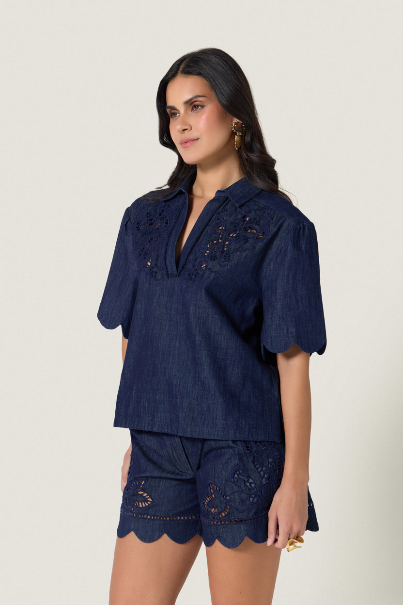 Sahira Top Denim Blue
