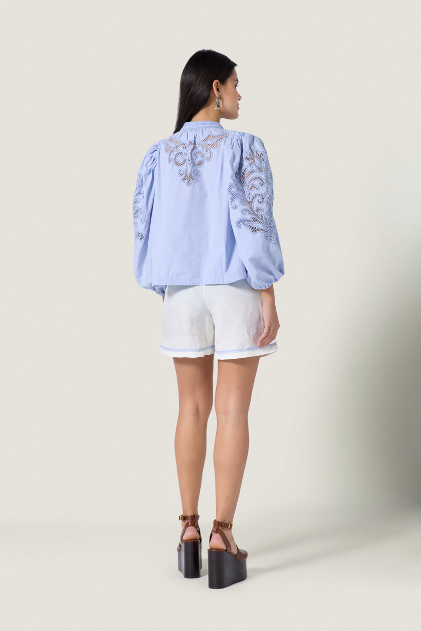 Vareli Shorts Simply White Light Blue