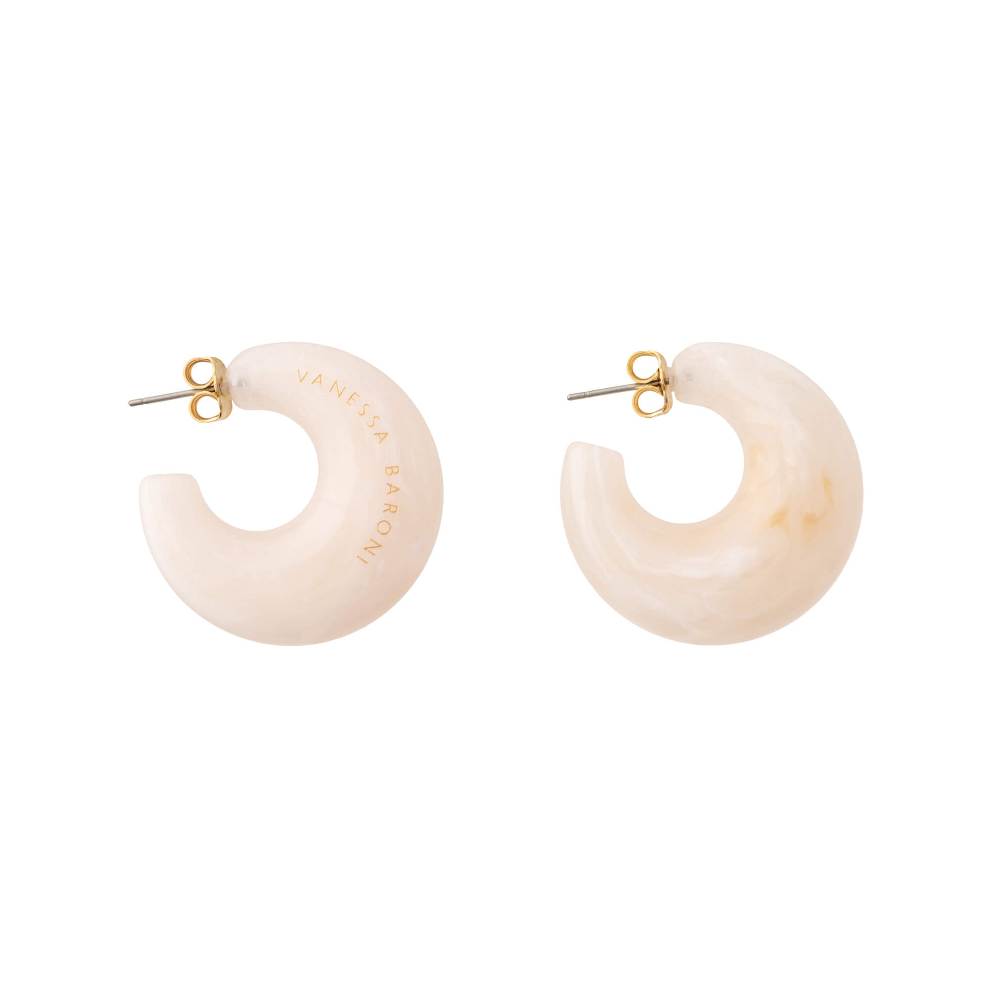 Moon Earrings Latte Marble