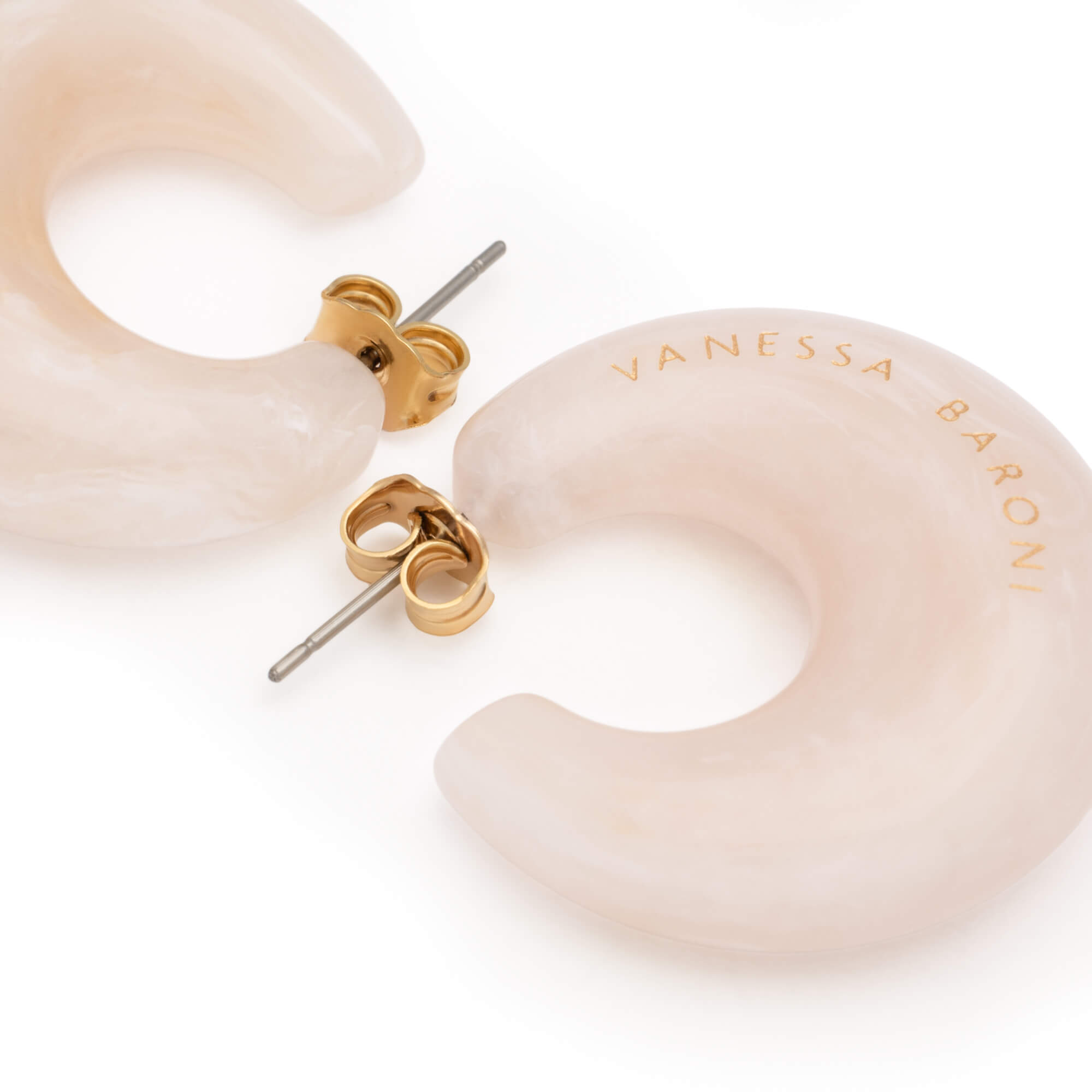 Moon Earrings Latte Marble