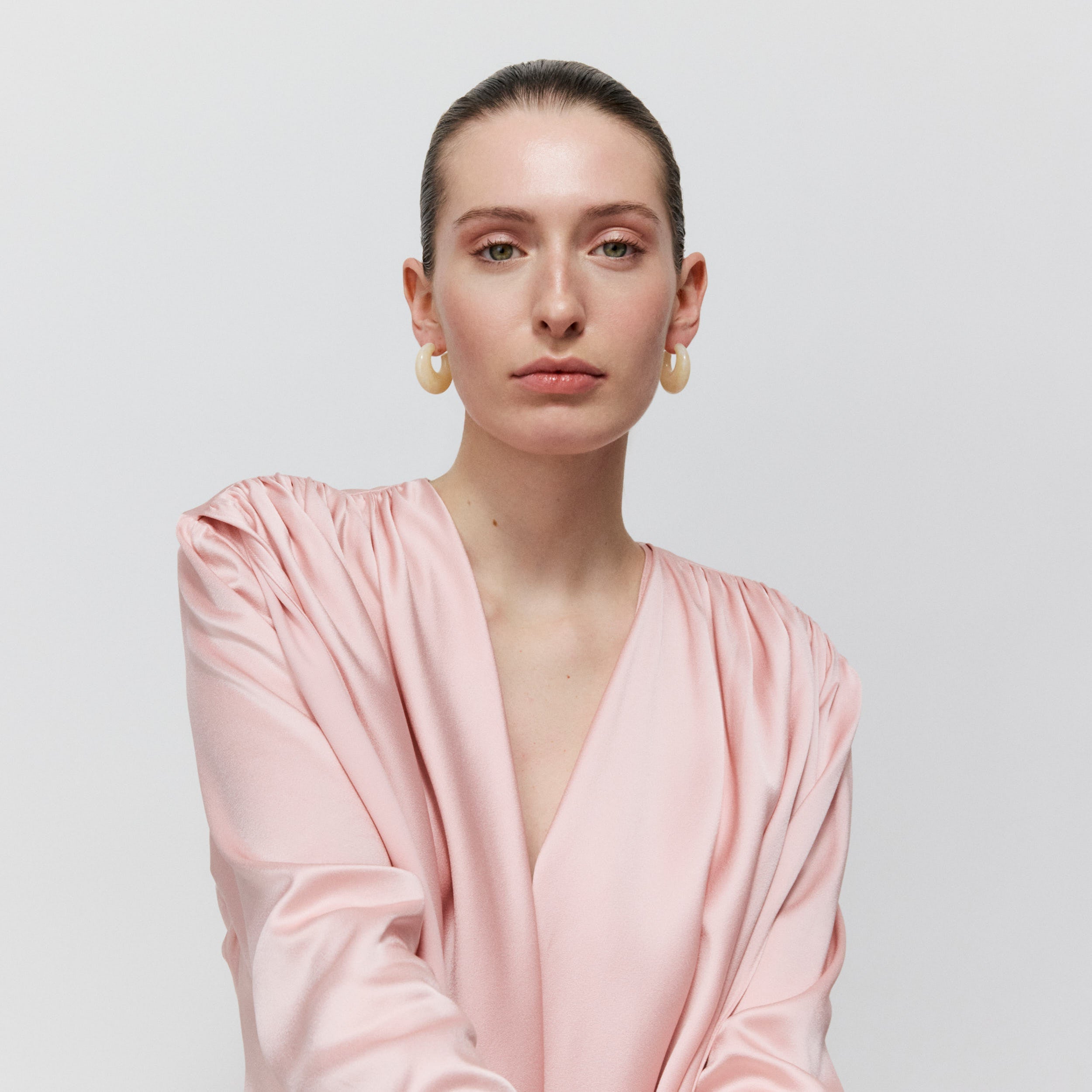 Moon Earrings Latte Marble