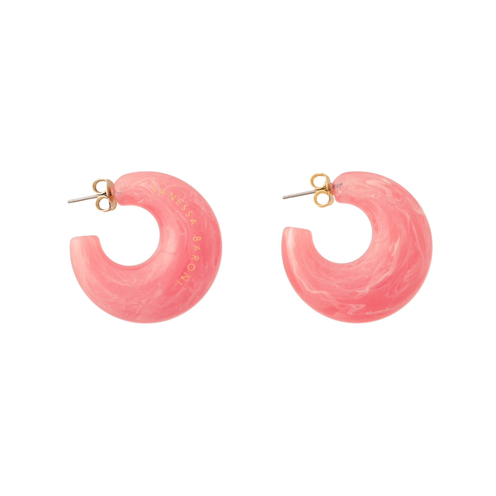 Moon Earrings Watermelon Marble