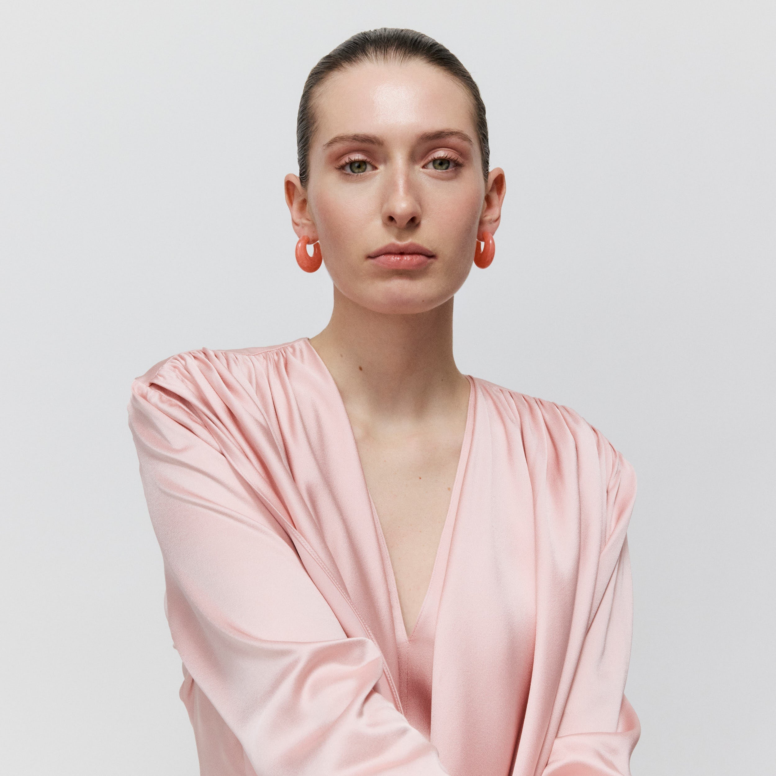 Moon Earrings Watermelon Marble
