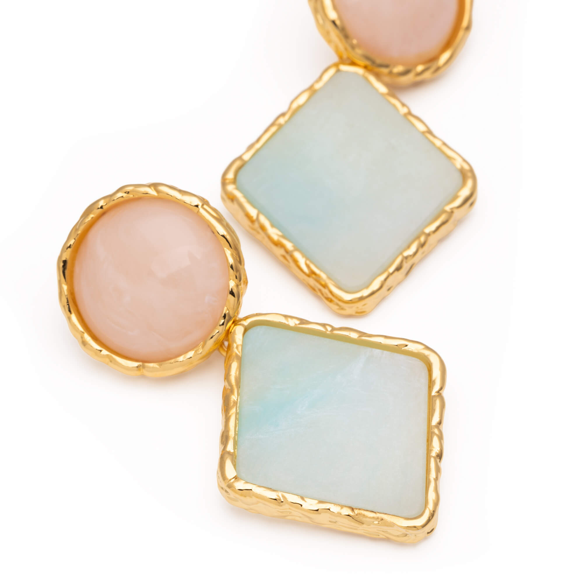 Vintage Geometric Earrings Latte Marble Cloud Marble