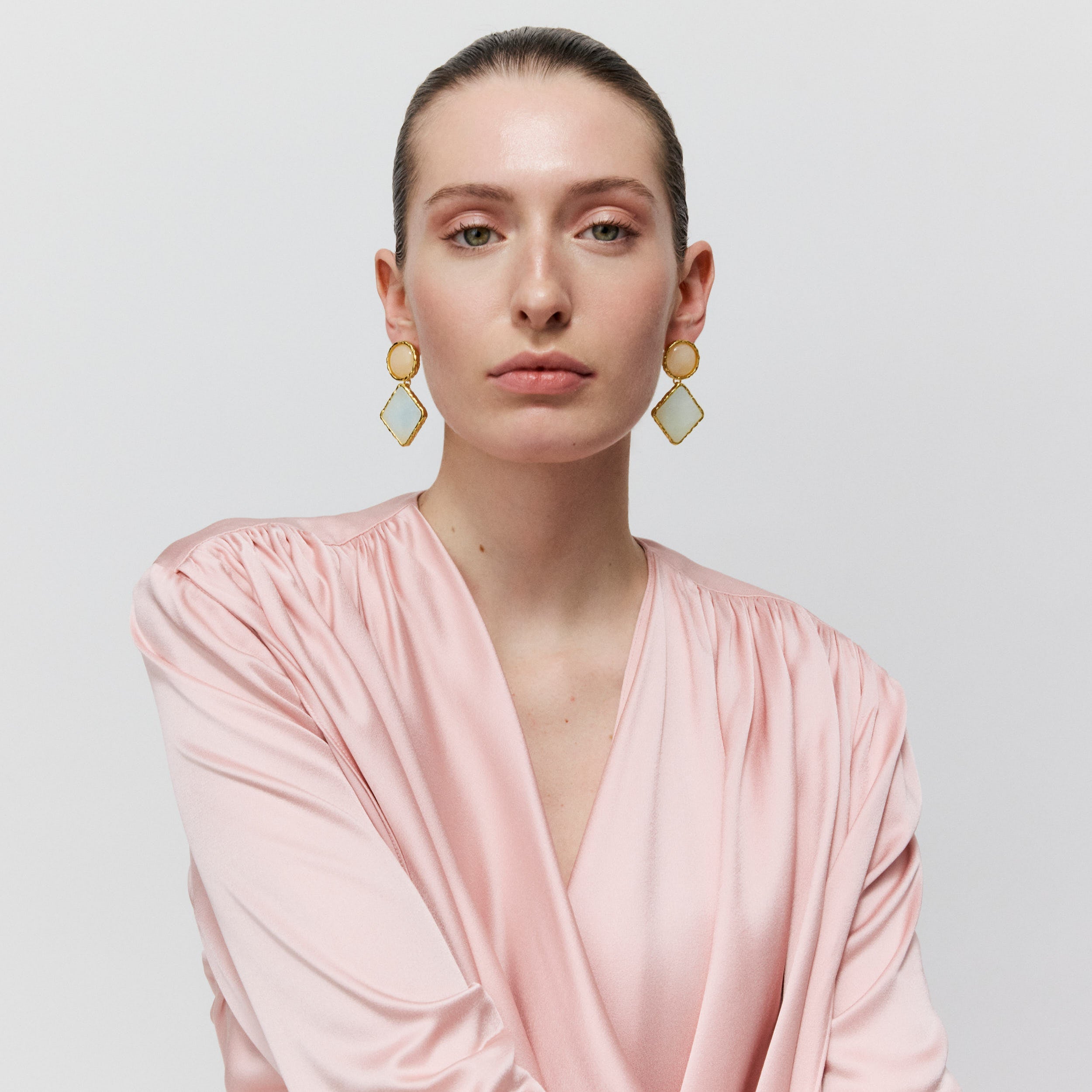 Vintage Geometric Earrings Latte Marble Cloud Marble
