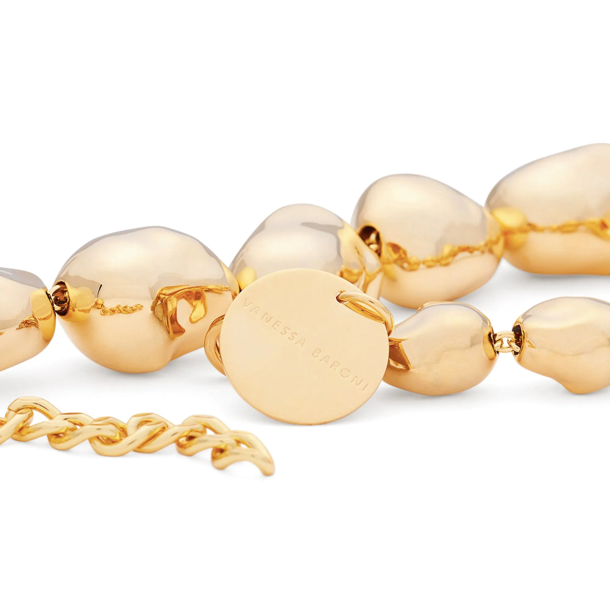 Big Organic Pearl Necklace Short Gold