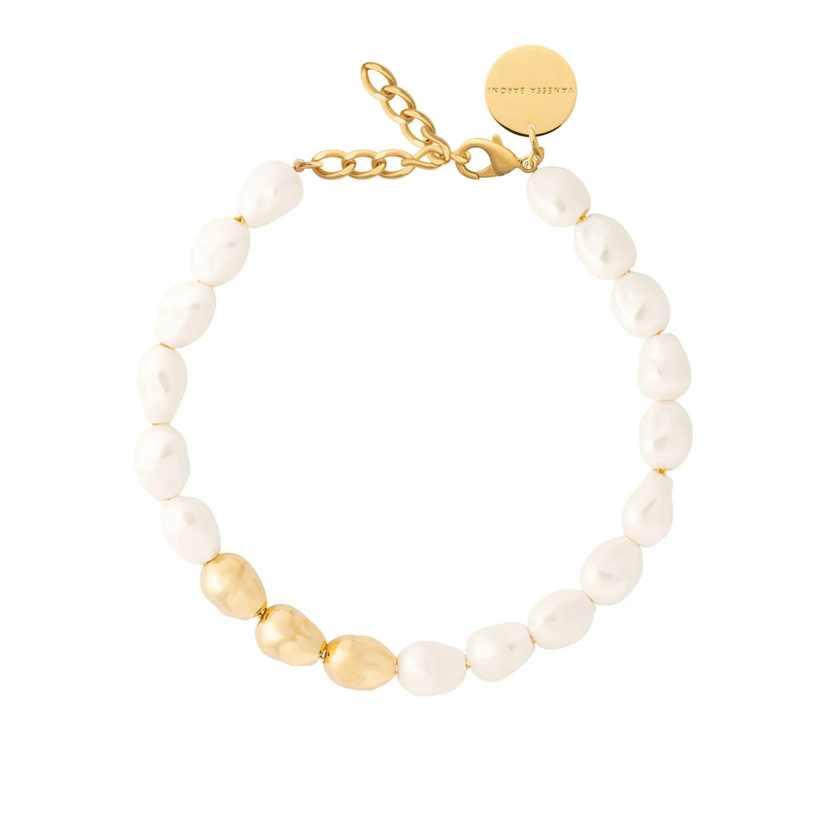 Organic Pearl Necklace Short Gold Pearl